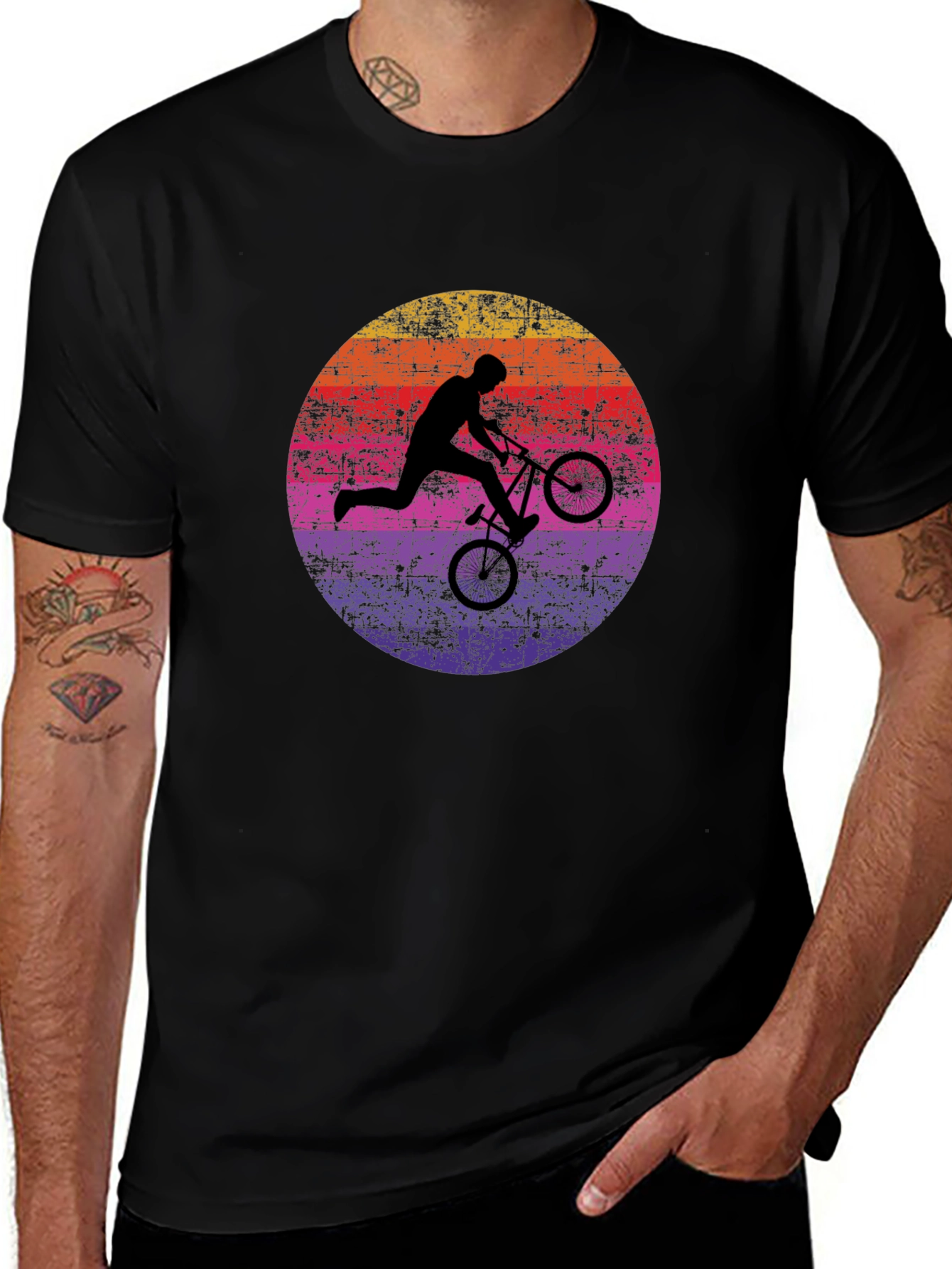BMX Rider Sunset Graphic Tee - Cool Biking T-Shirt