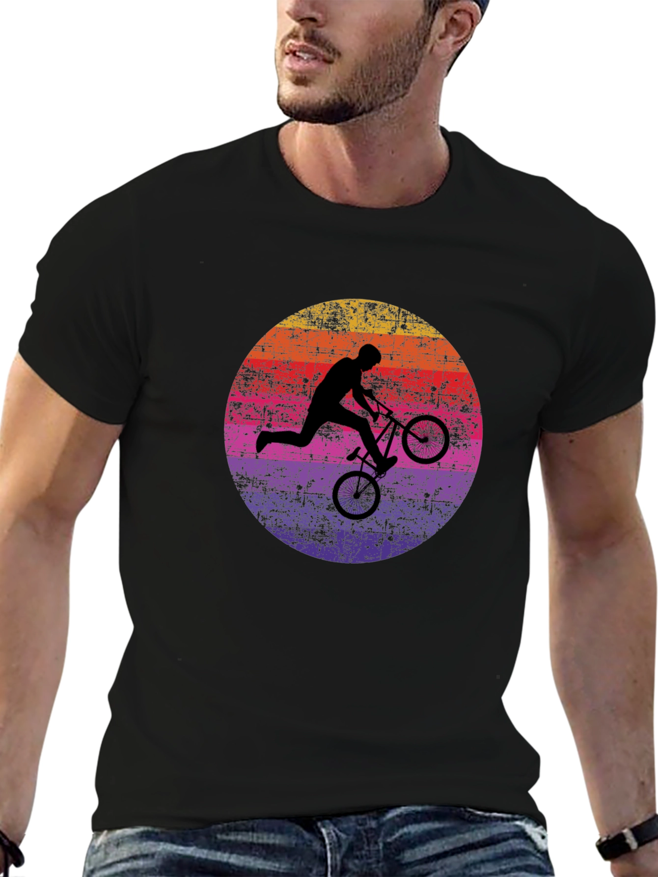 BMX Rider Sunset Graphic Tee - Cool Biking T-Shirt