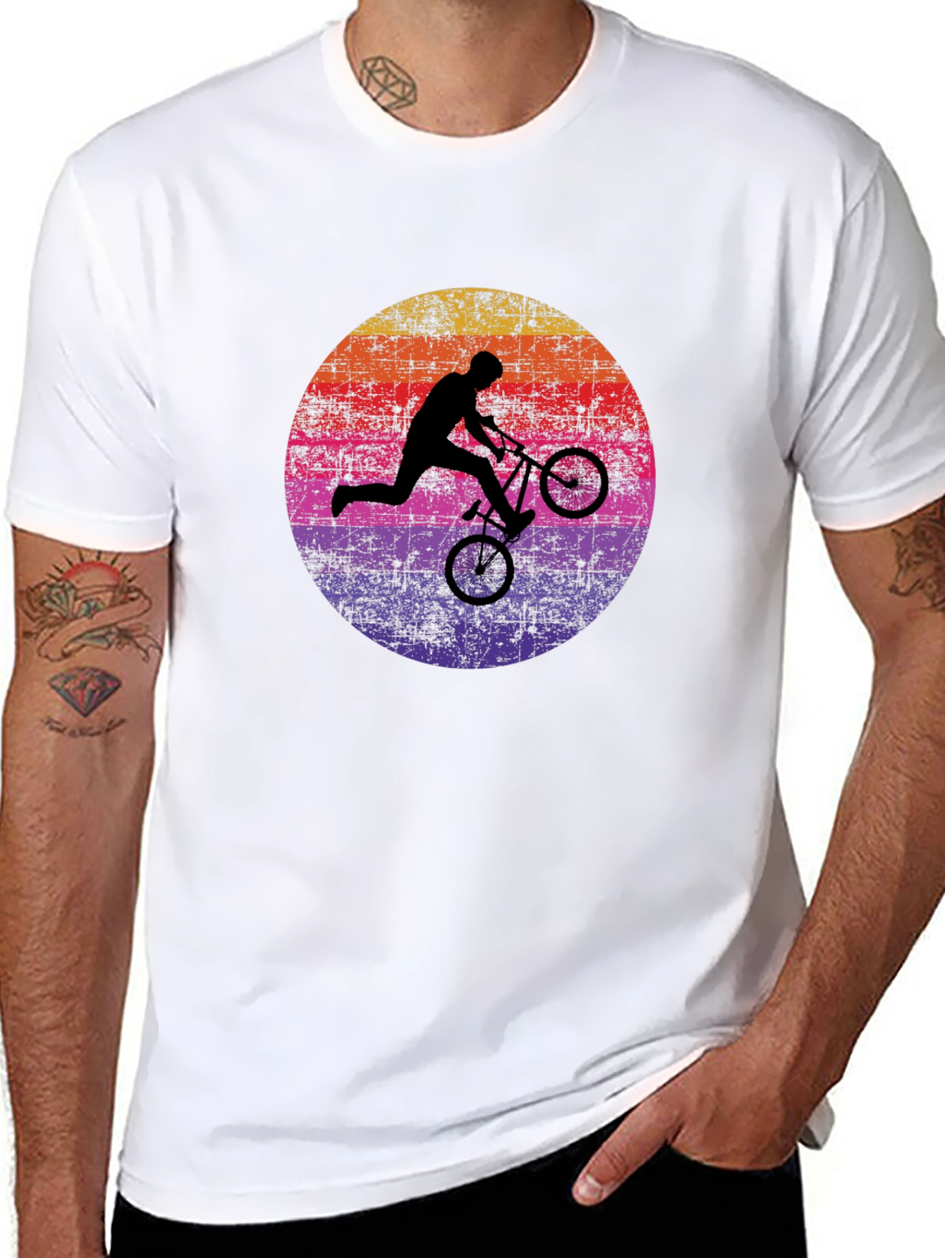 BMX Rider Sunset Graphic Tee - Cool Biking T-Shirt