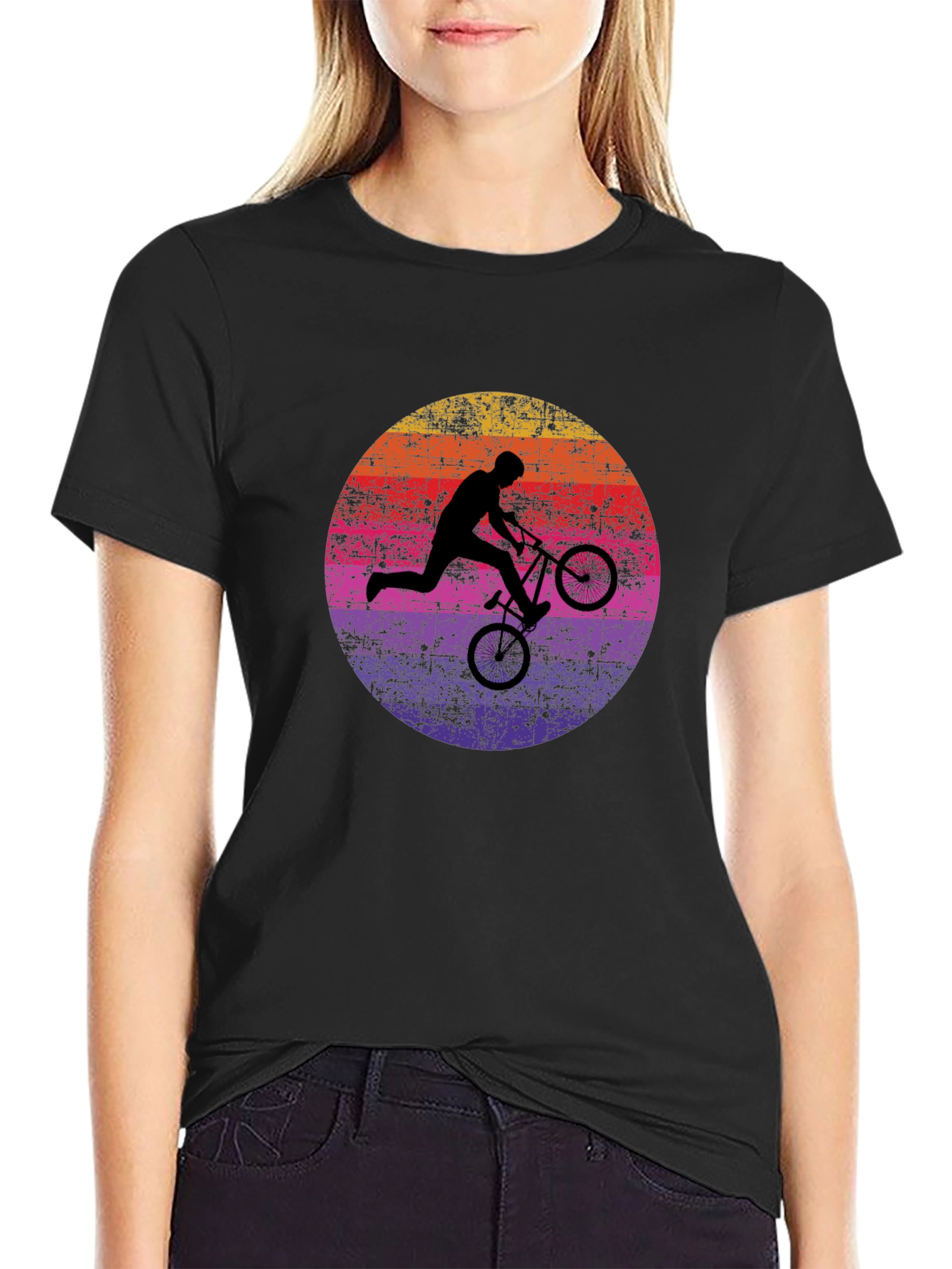 BMX Rider Sunset Graphic Tee - Cool Biking T-Shirt