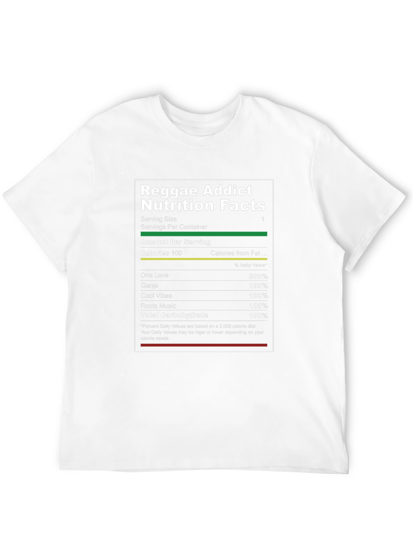 Reggae Addict Nutrition Facts Graphic T-Shirt