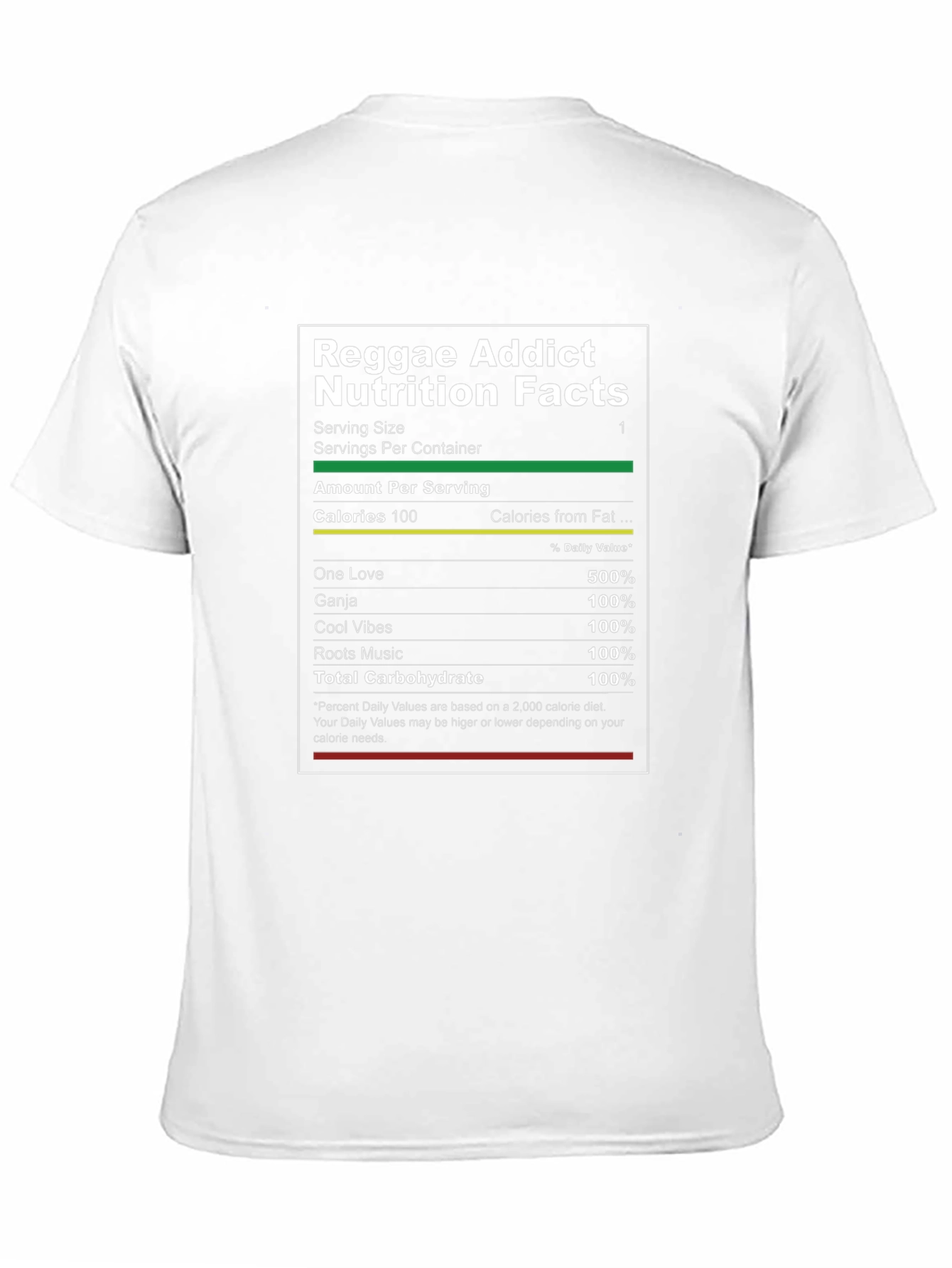 Reggae Addict Nutrition Facts Graphic T-Shirt