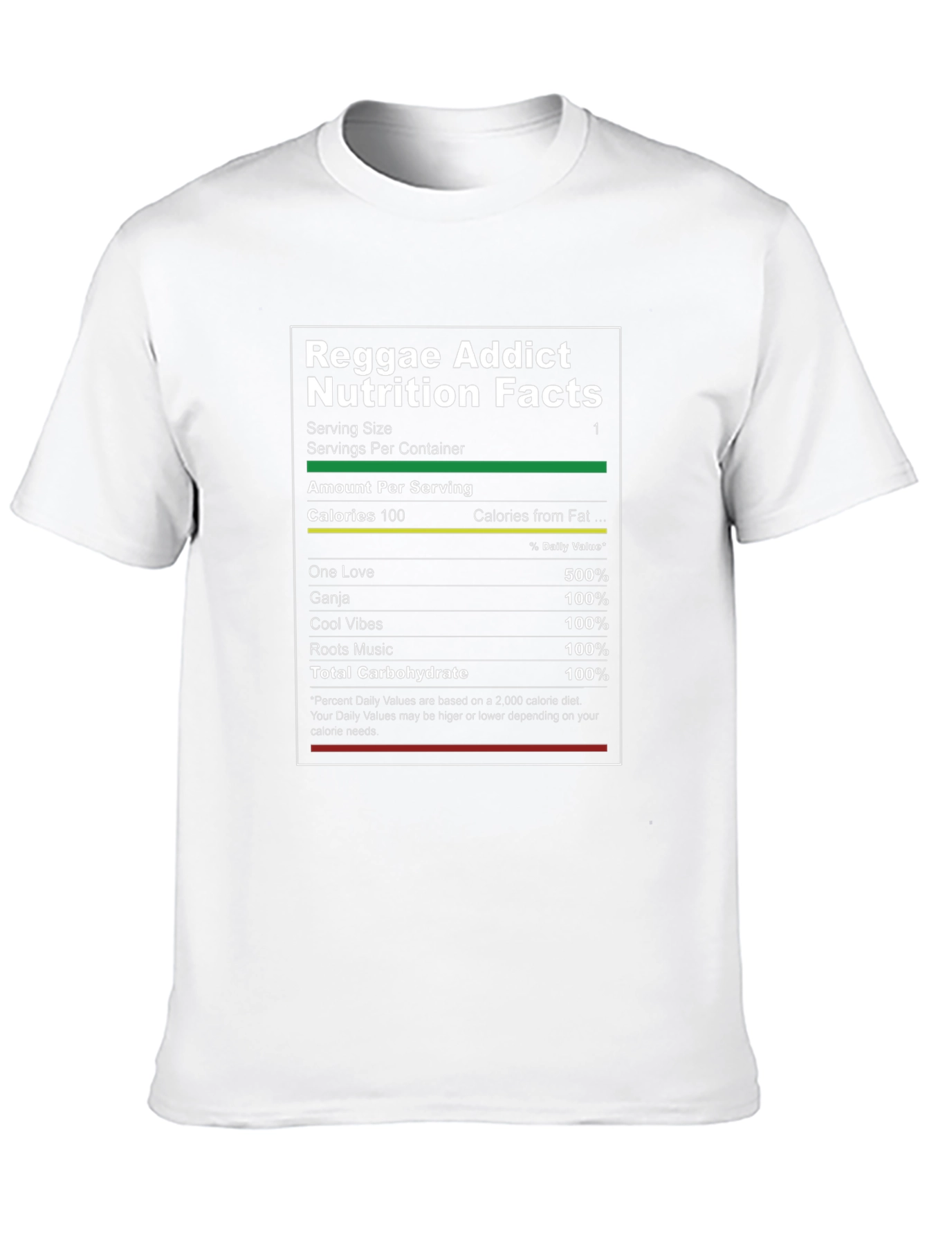 Reggae Addict Nutrition Facts Graphic T-Shirt