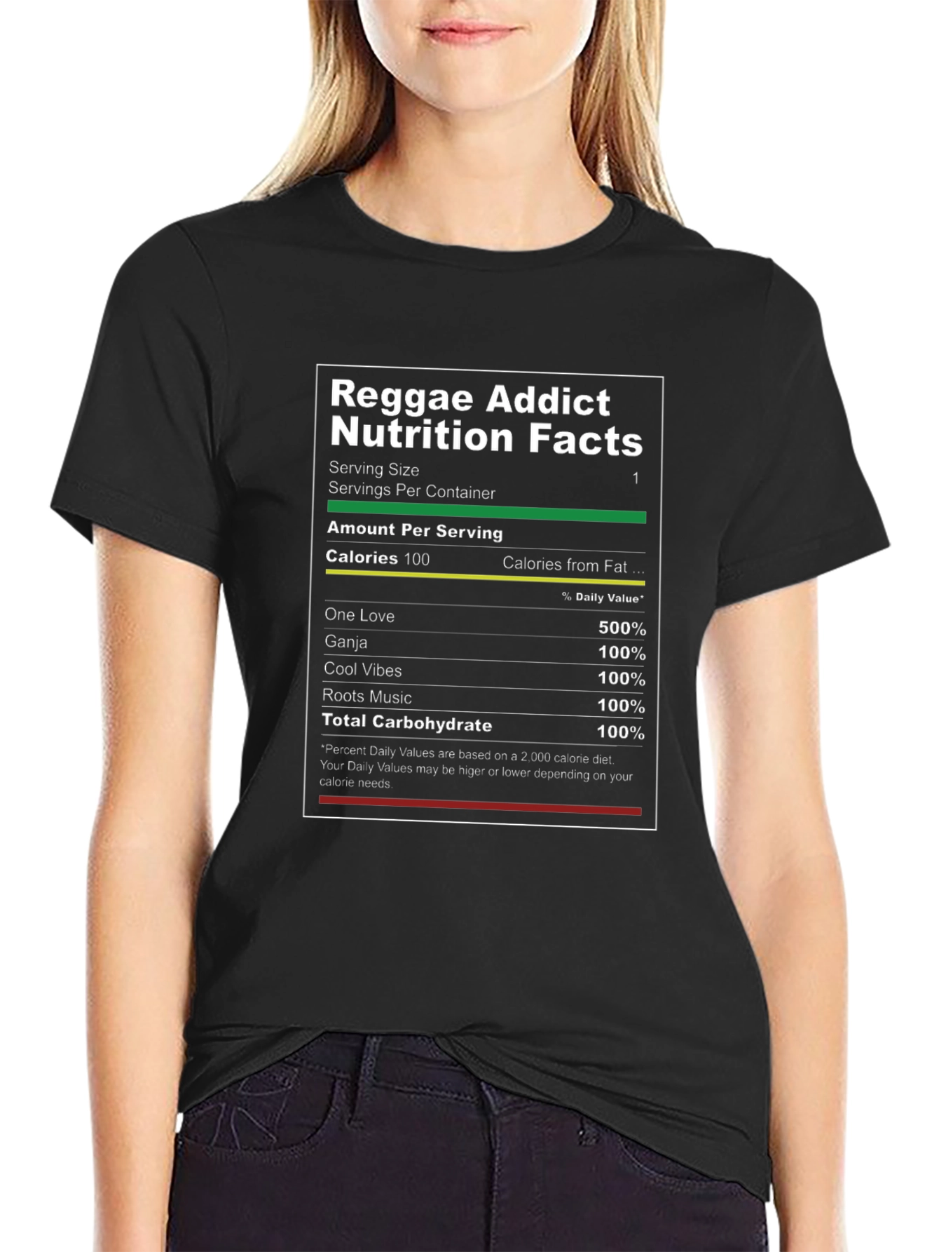 Reggae Addict Nutrition Facts Graphic T-Shirt