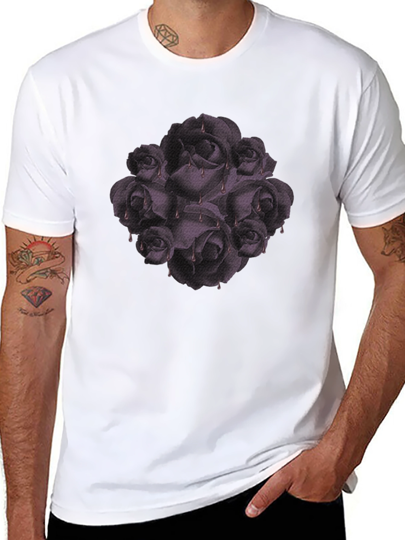 Gothic Roses T-Shirt - Dark Floral Graphic Tee