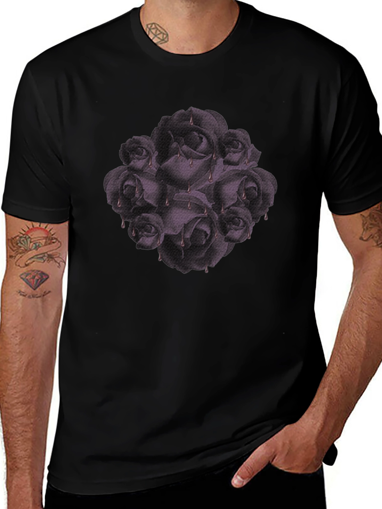 Gothic Roses T-Shirt - Dark Floral Graphic Tee