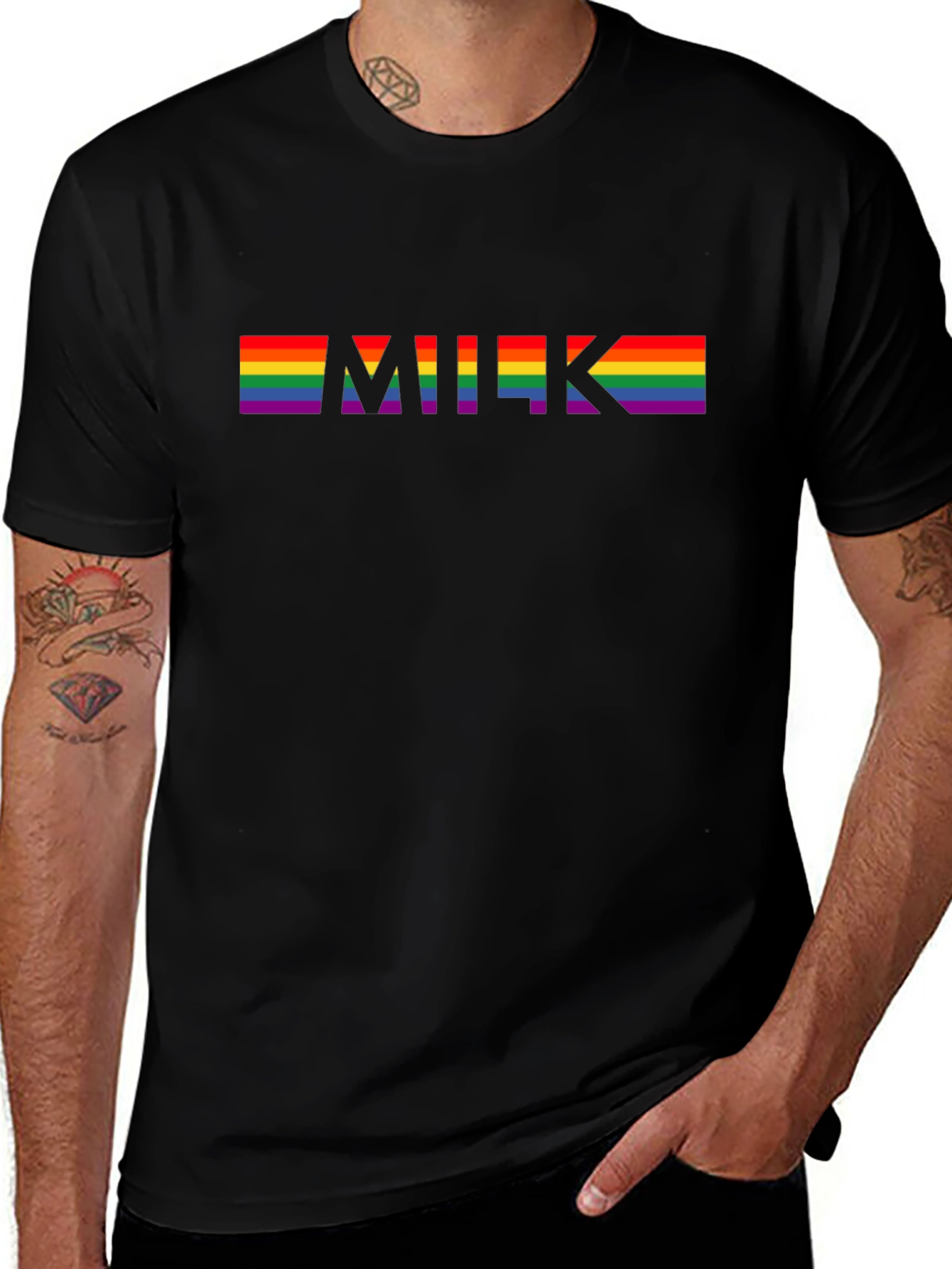 LGBTQ+ Pride Rainbow MILK Graphic Tee - Black