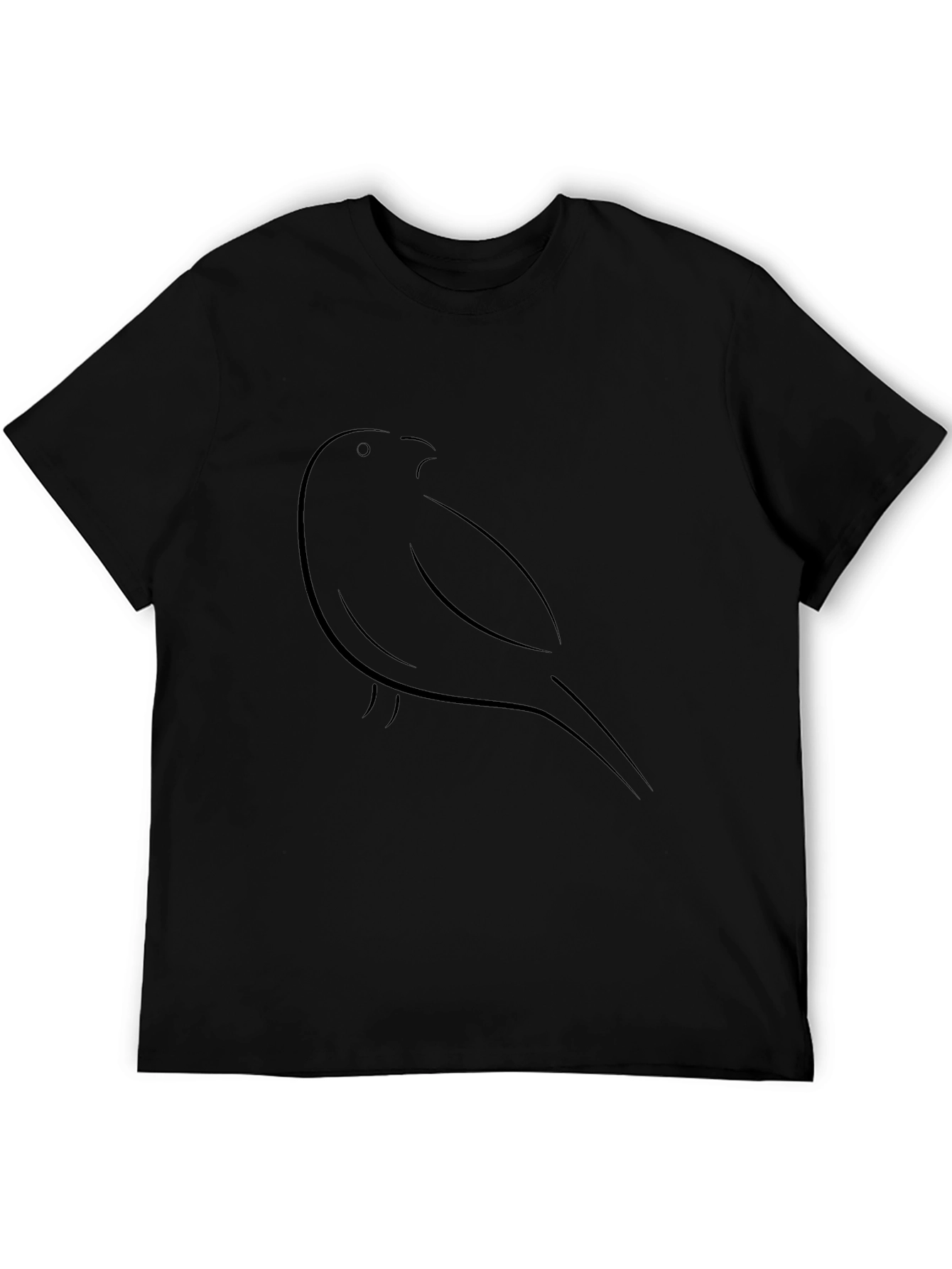 Minimalist Bird Outline Black T-Shirt