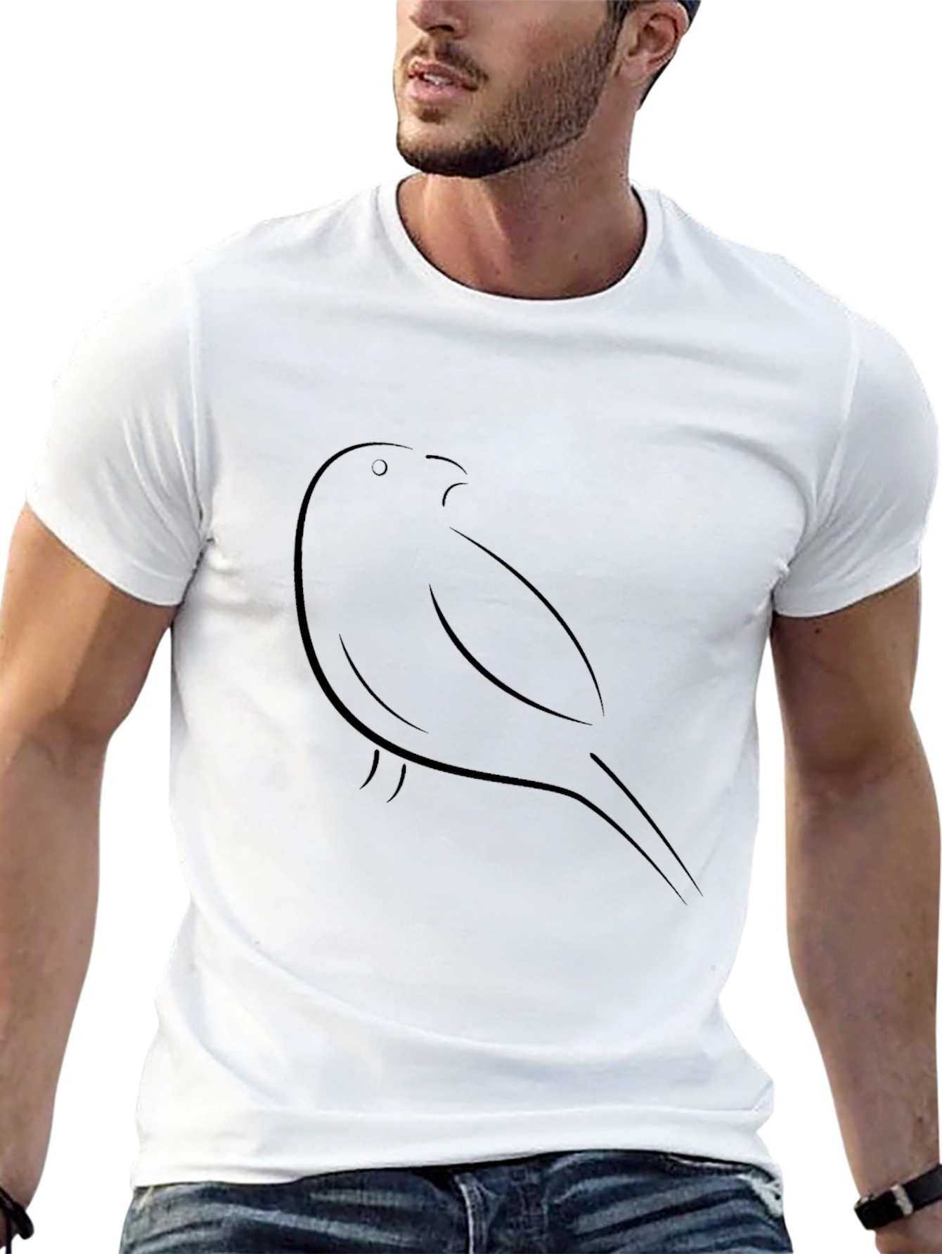 Minimalist Bird Outline Black T-Shirt