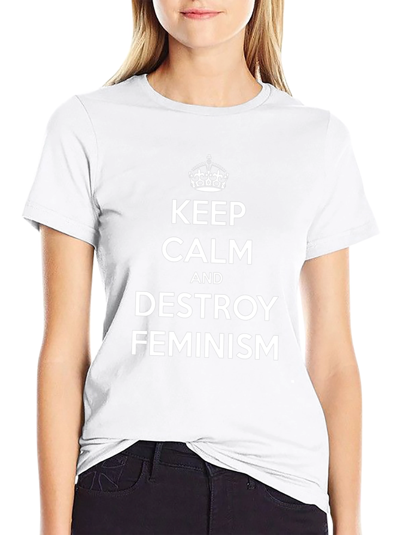 Keep Calm & Destroy Feminism Black T-Shirt