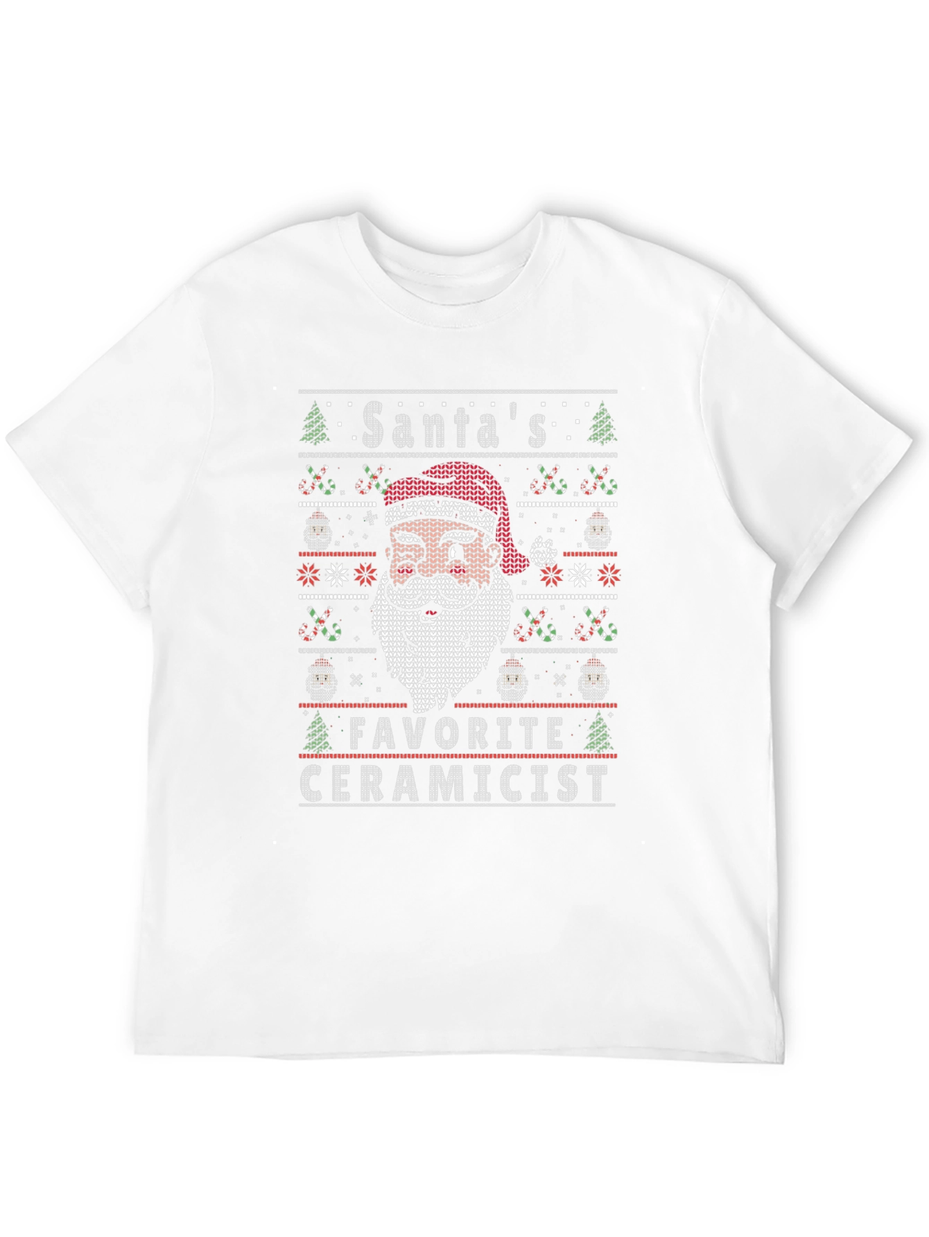 Santas Favorite Ceramicist Ugly Christmas Knit T-Shirt