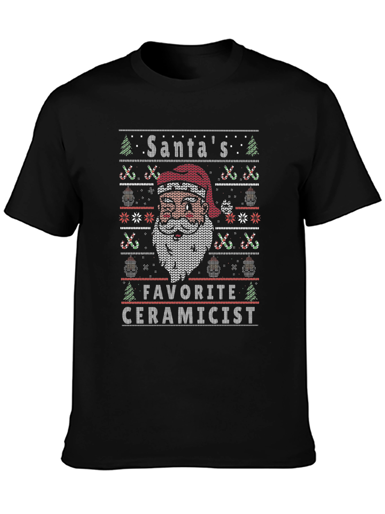 Santas Favorite Ceramicist Ugly Christmas Knit T-Shirt