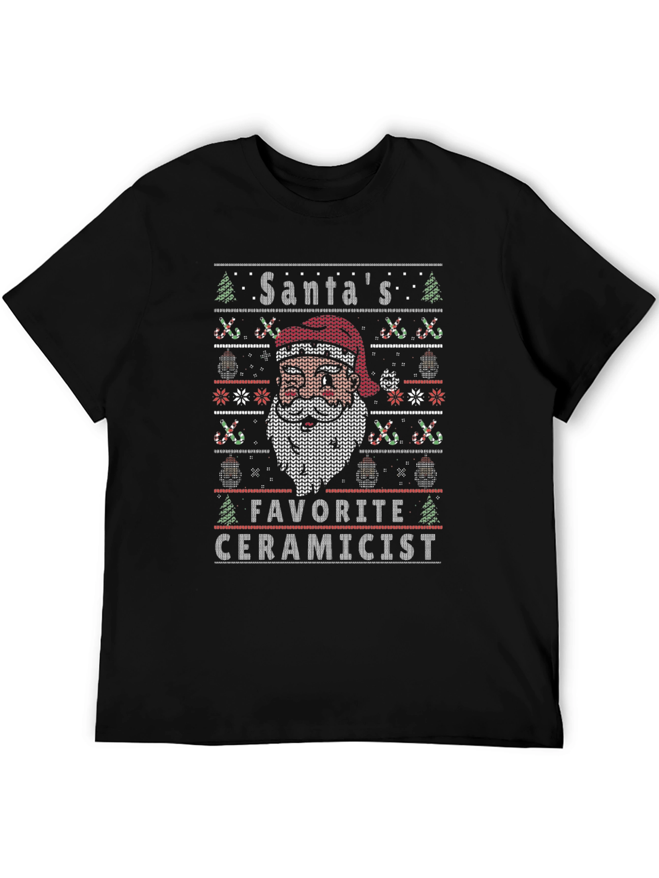 Santas Favorite Ceramicist Ugly Christmas Knit T-Shirt