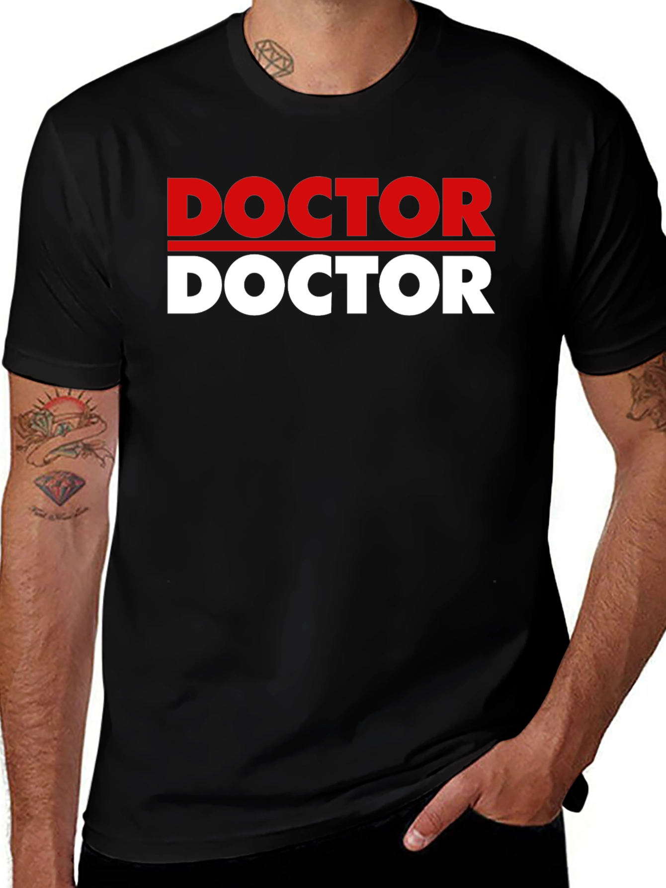 Doctor Red White Graphic Print T-Shirt