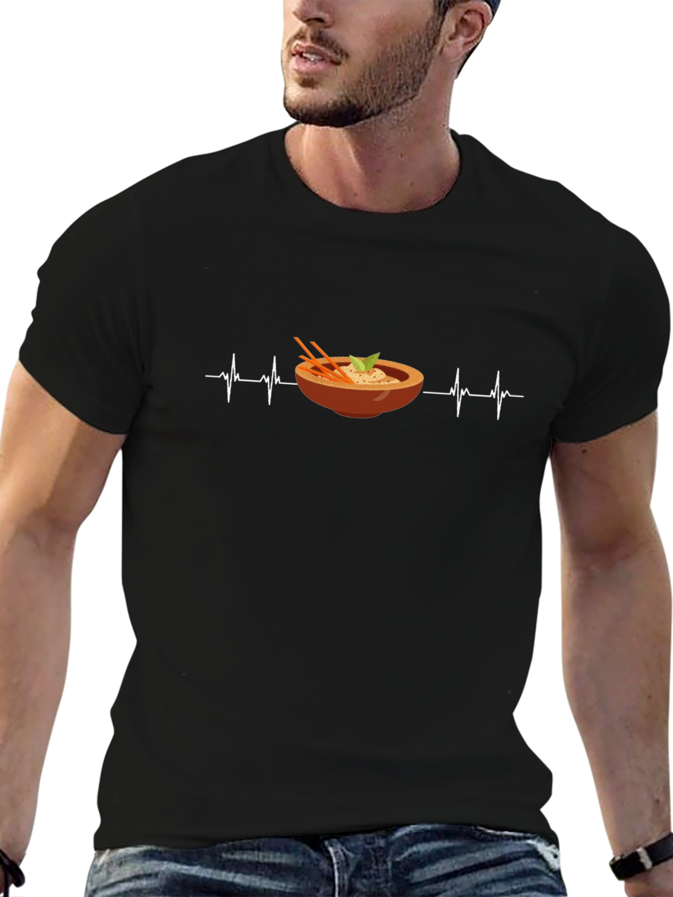 Ramen Heartbeat Graphic Tee - Foodie Style