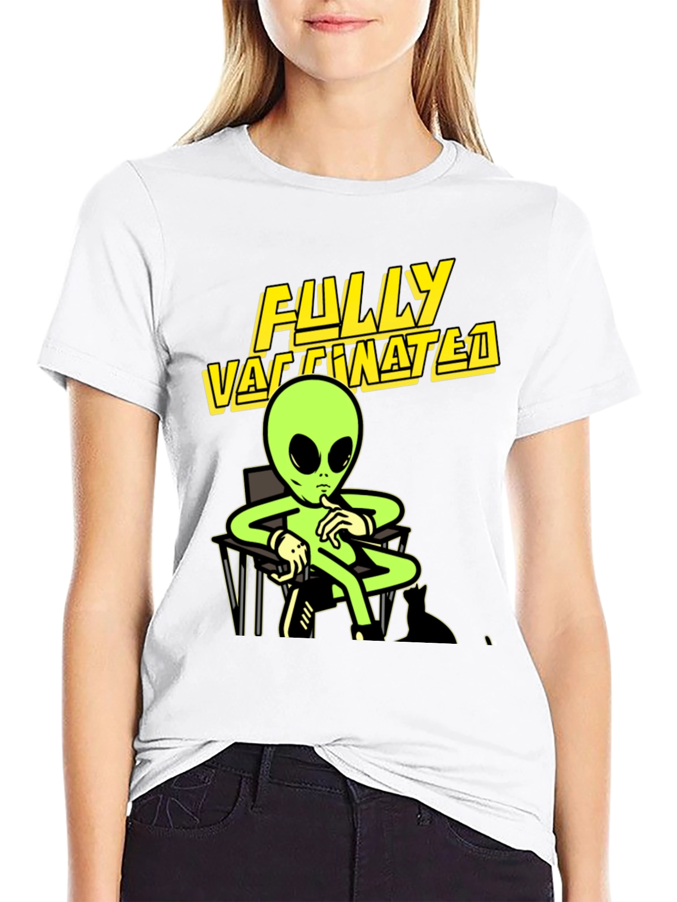 Fully Vaccinated Alien T-Shirt - Black