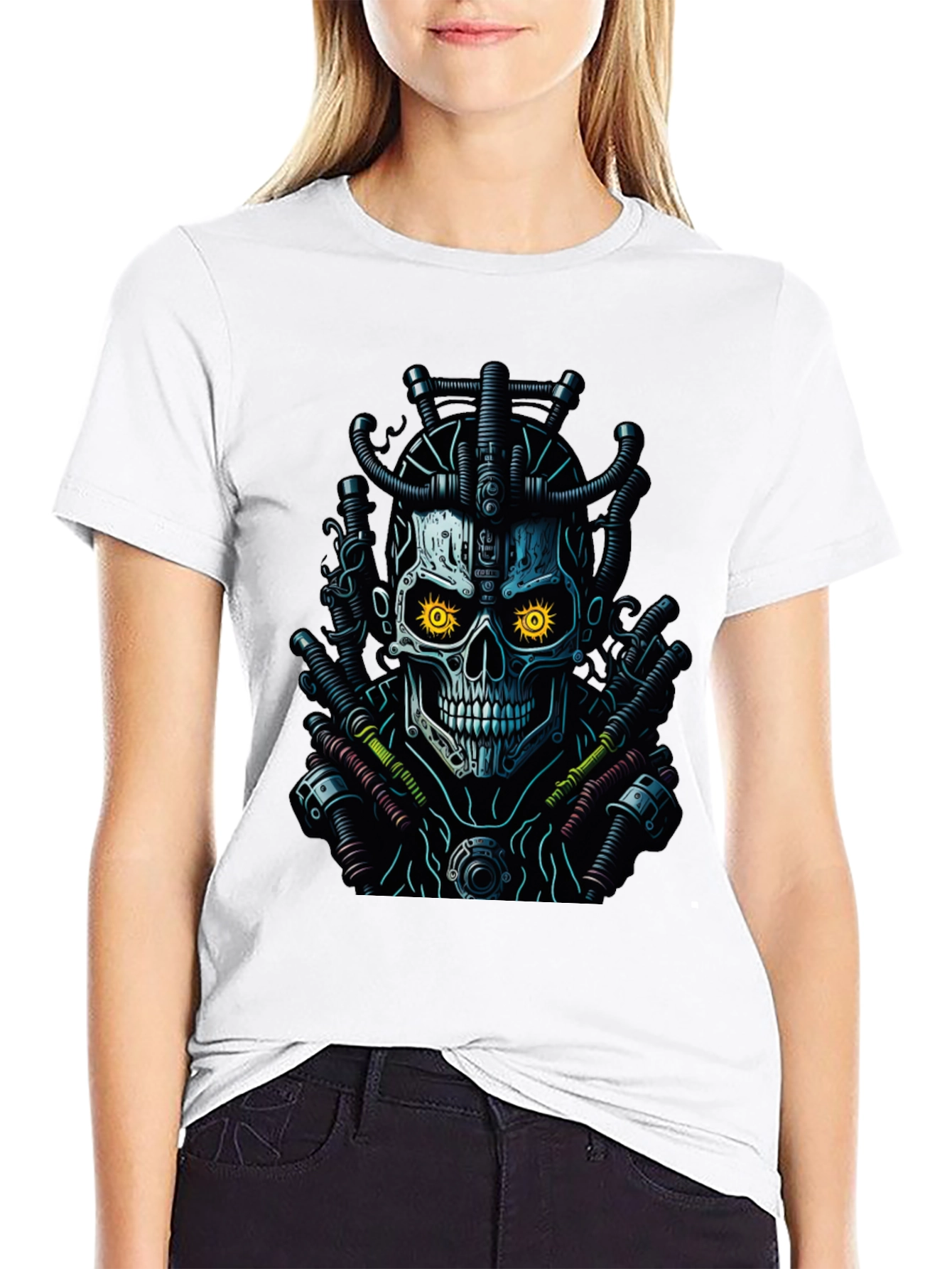 Cyberpunk Skull Graphic Tee - Edgy Streetwear