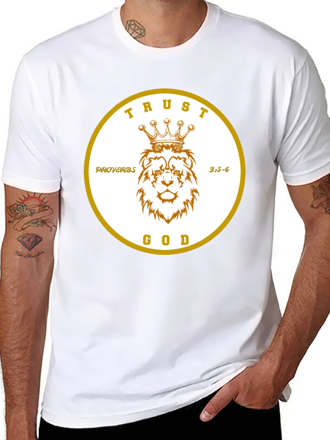 Trust God Lion Crown Proverbs T-Shirt