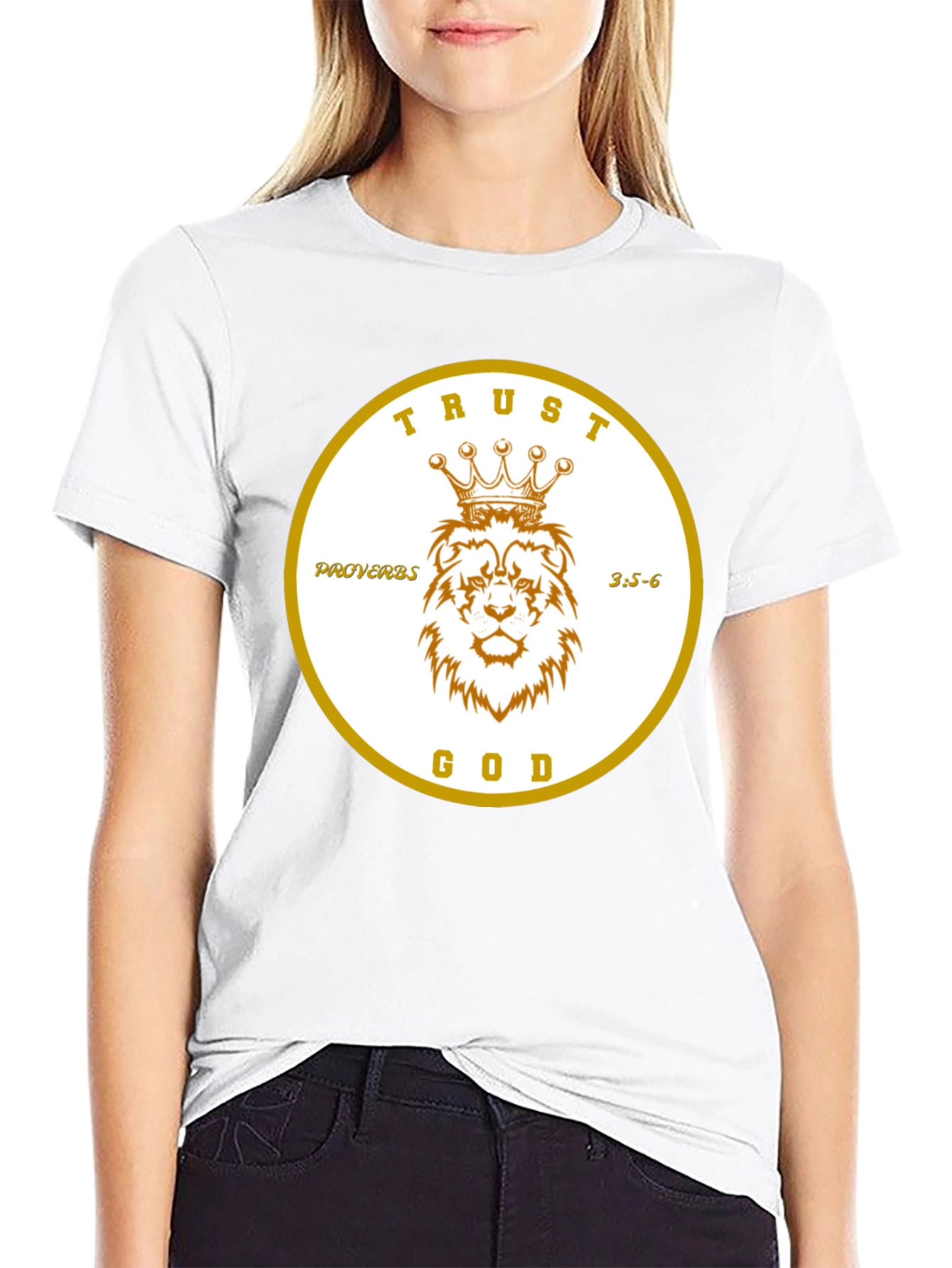 Trust God Lion Crown Proverbs T-Shirt