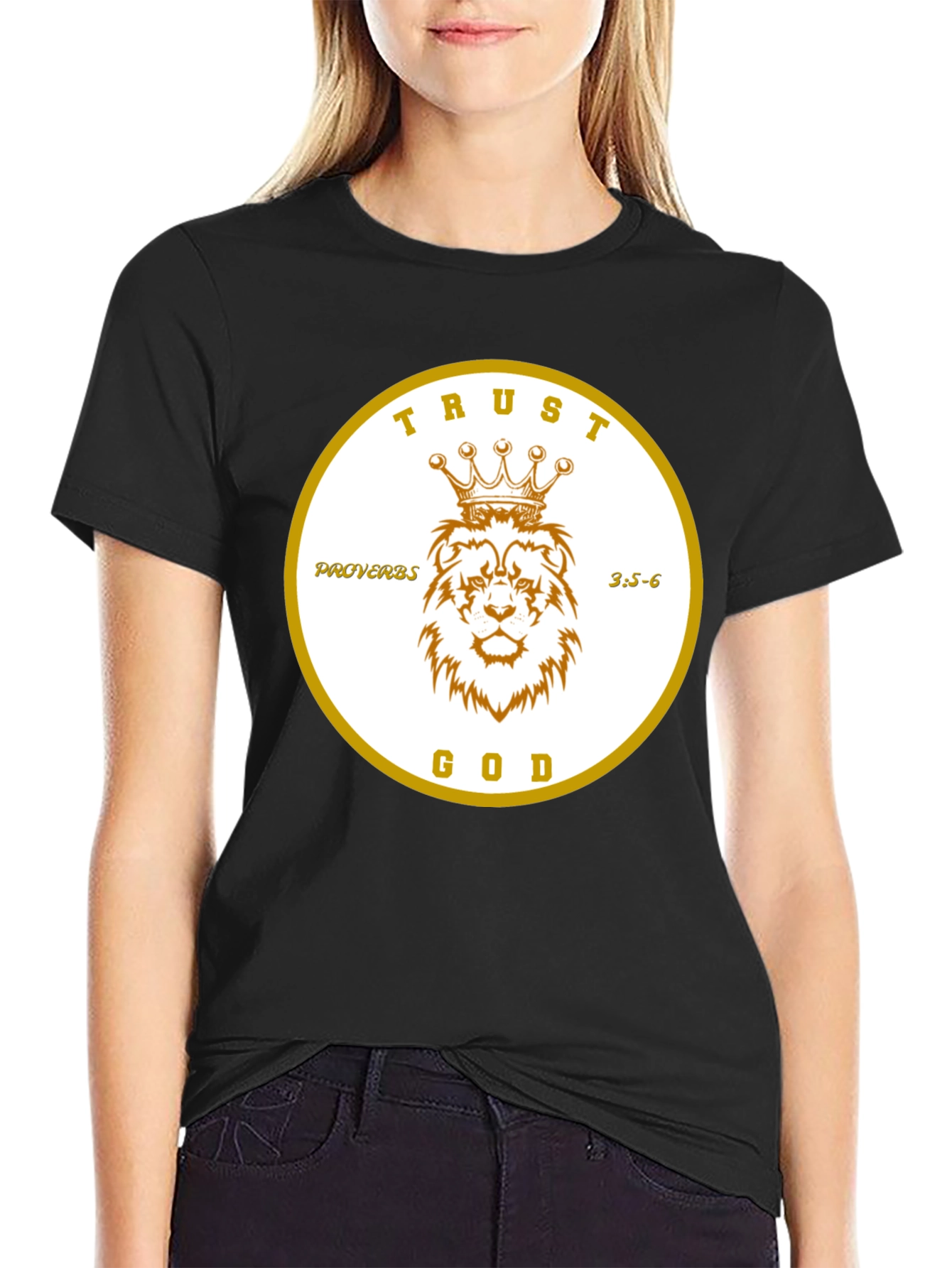 Trust God Lion Crown Proverbs T-Shirt