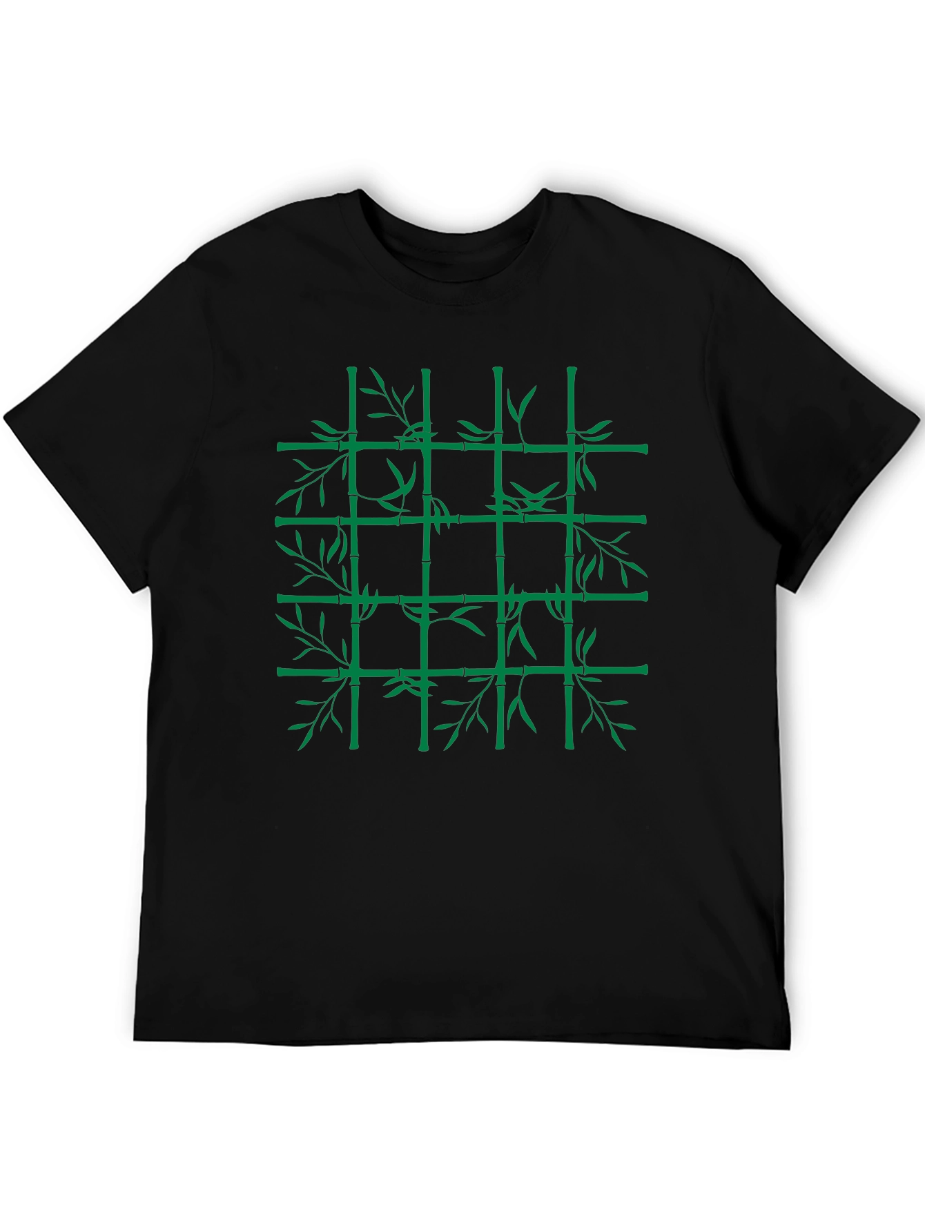 Bamboo Grid Graphic Tee - Nature Inspired Style
