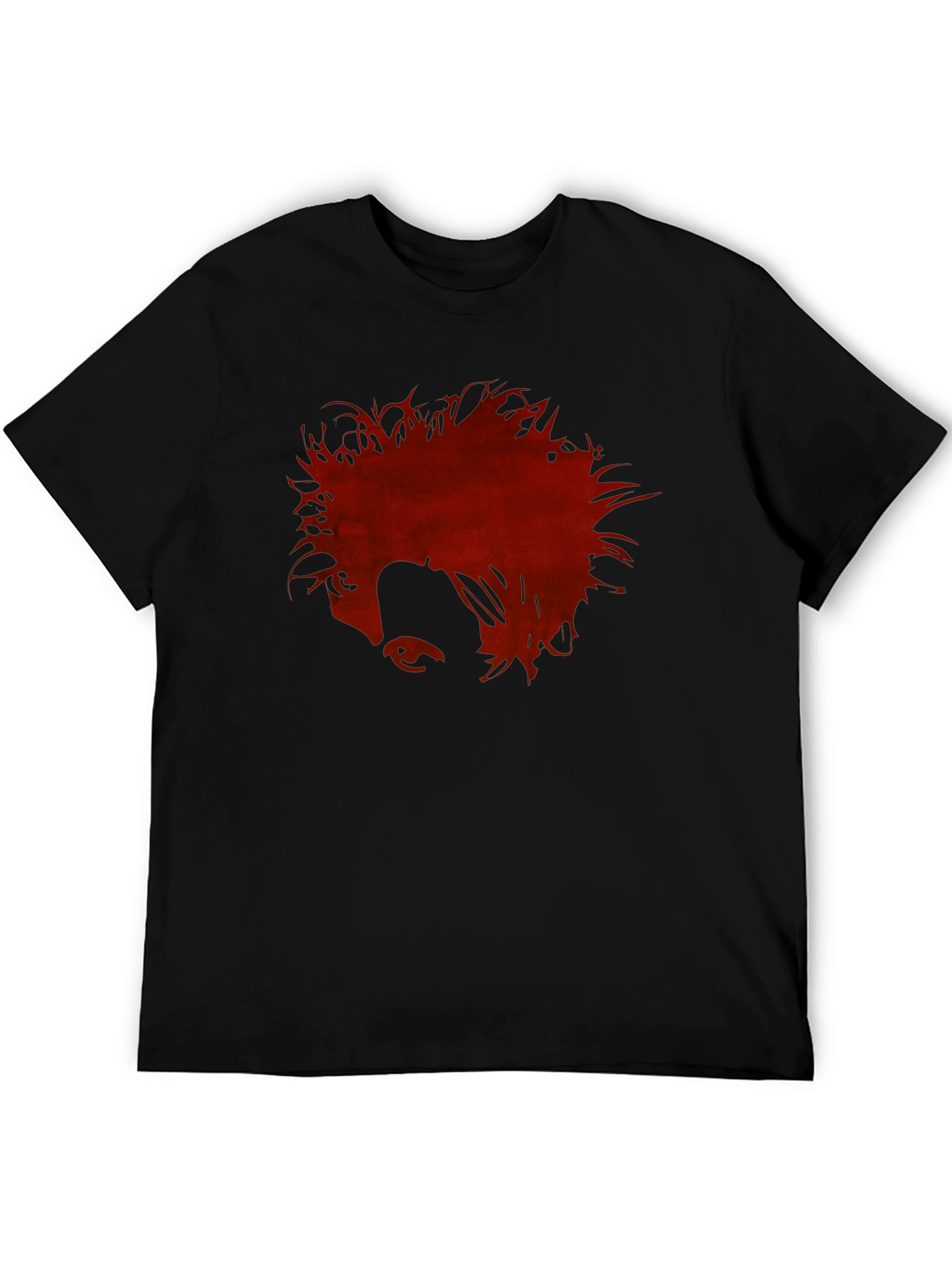 Mens Black Graphic Tee - Red Anime Profile