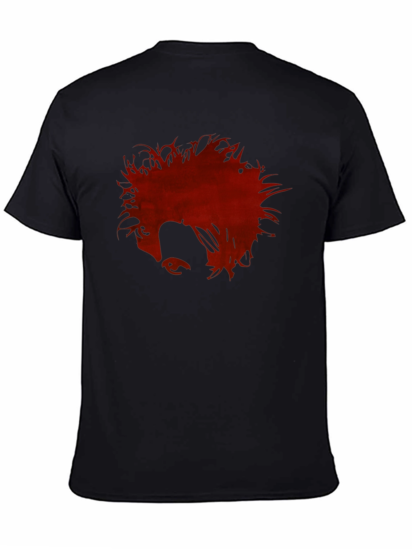 Mens Black Graphic Tee - Red Anime Profile