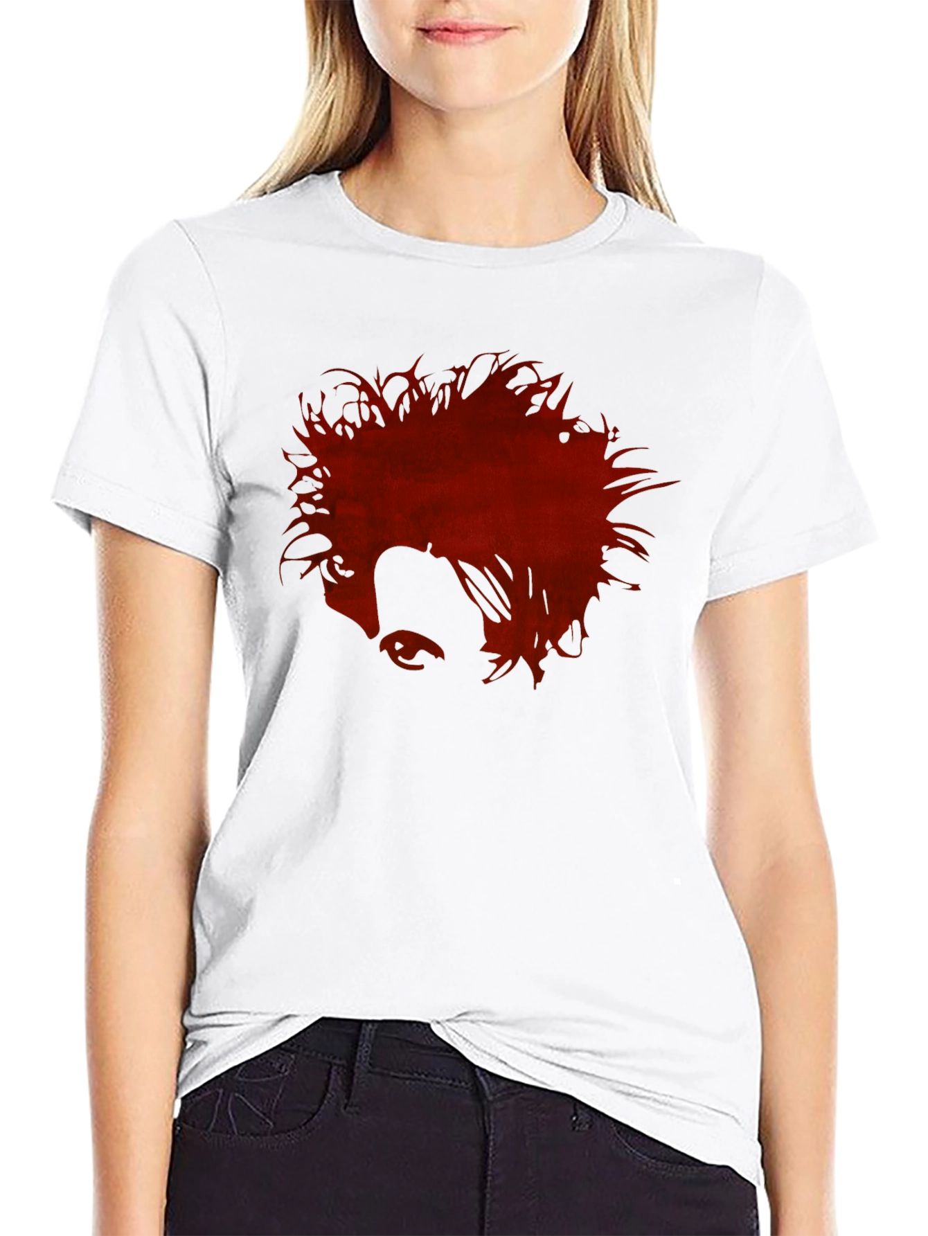 Mens Black Graphic Tee - Red Anime Profile