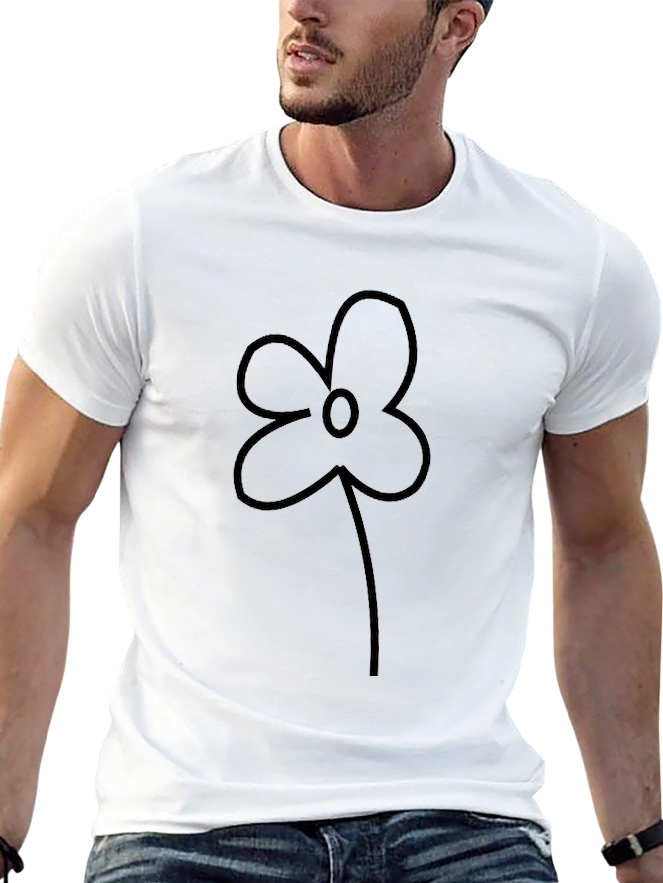 Black Flower Graphic Tee - Casual Comfort