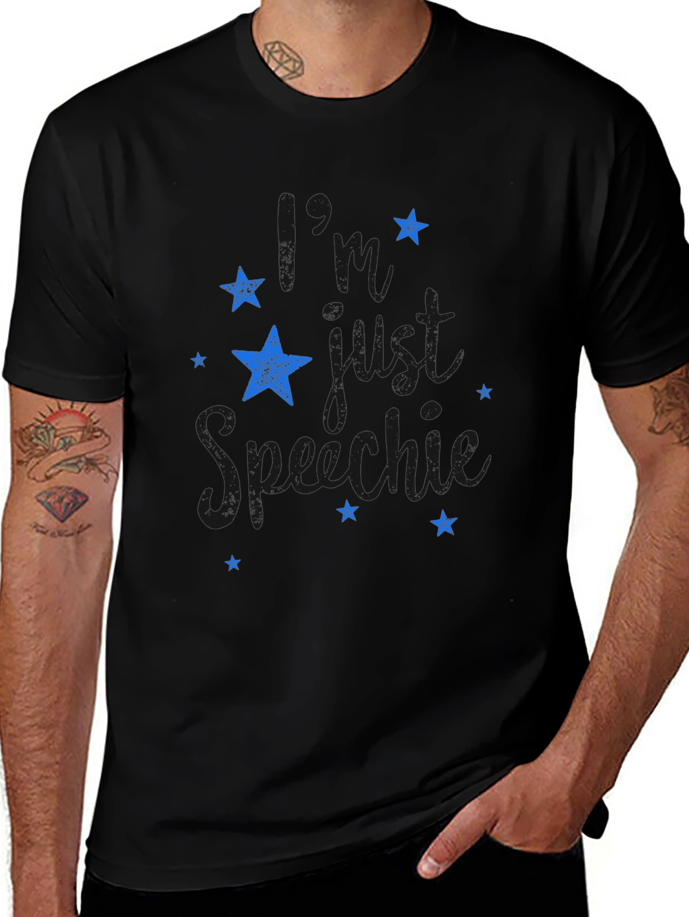 Stylish Black T-Shirt with Star Graphic Design