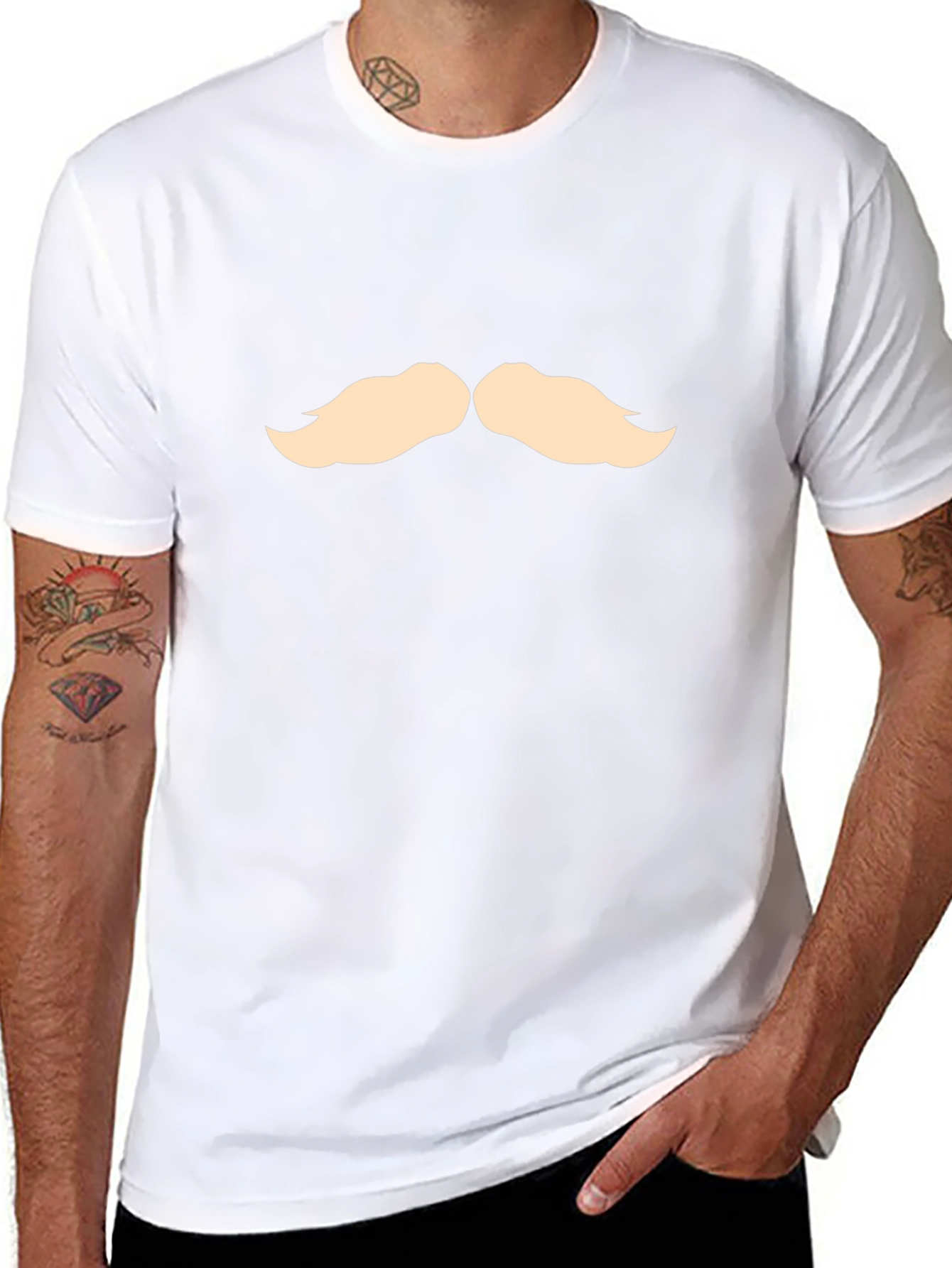 Mustache Graphic Tee - Stylish Cotton Blend