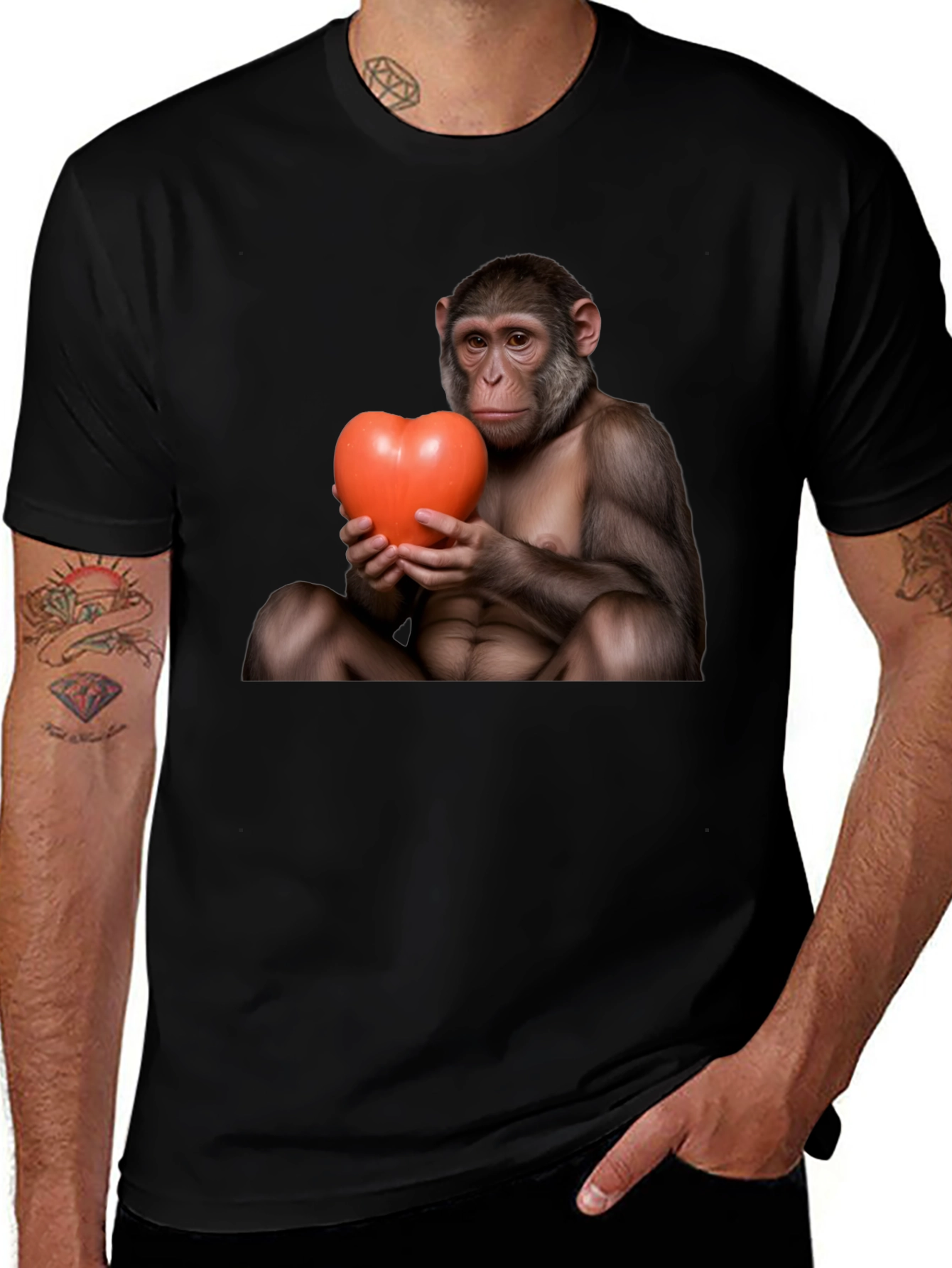 Monkey Heart T-Shirt - Cute Novelty Tee