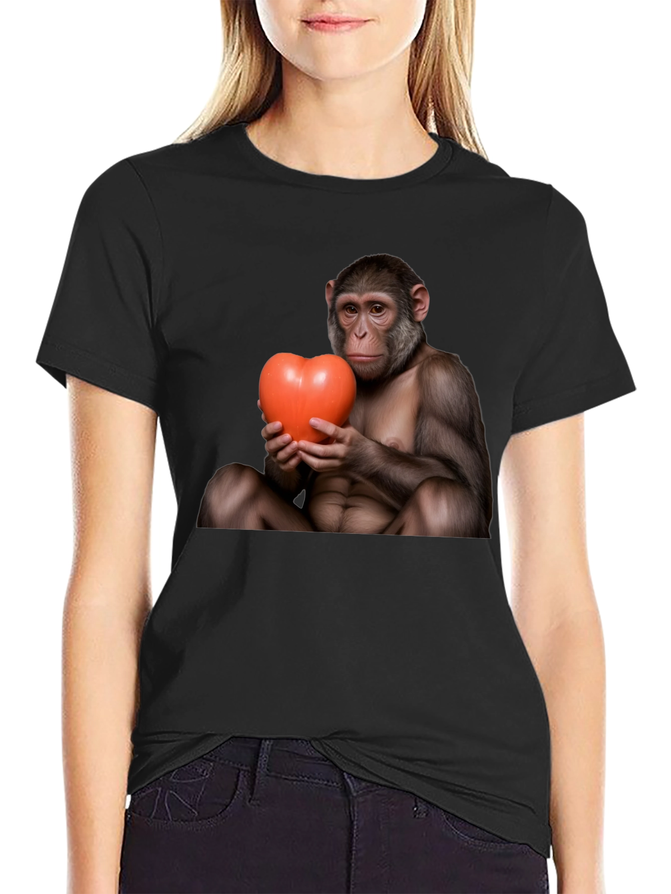 Monkey Heart T-Shirt - Cute Novelty Tee