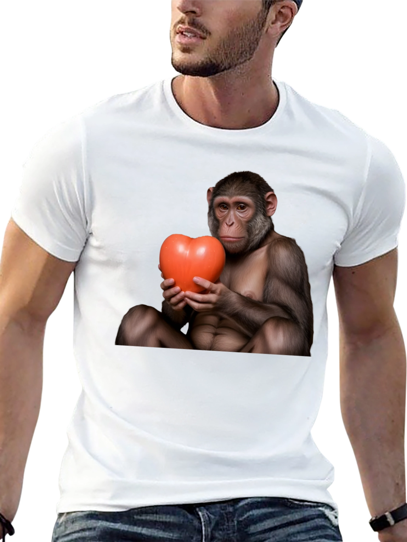 Monkey Heart T-Shirt - Cute Novelty Tee