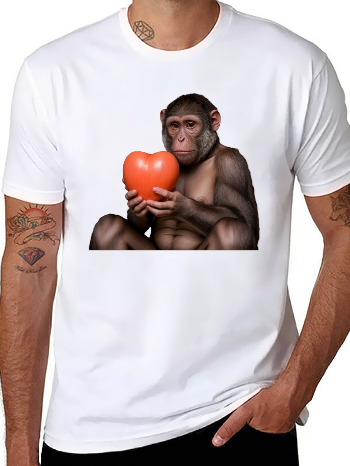 Monkey Heart T-Shirt - Cute Novelty Tee