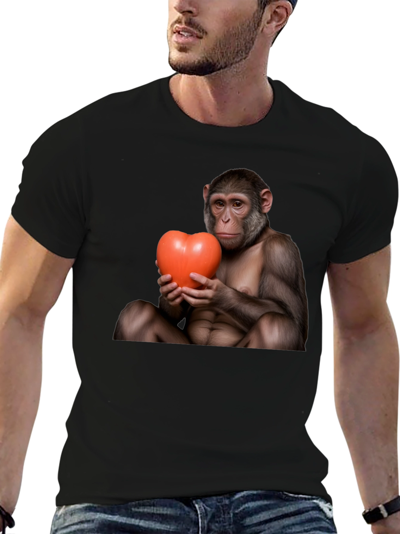 Monkey Heart T-Shirt - Cute Novelty Tee