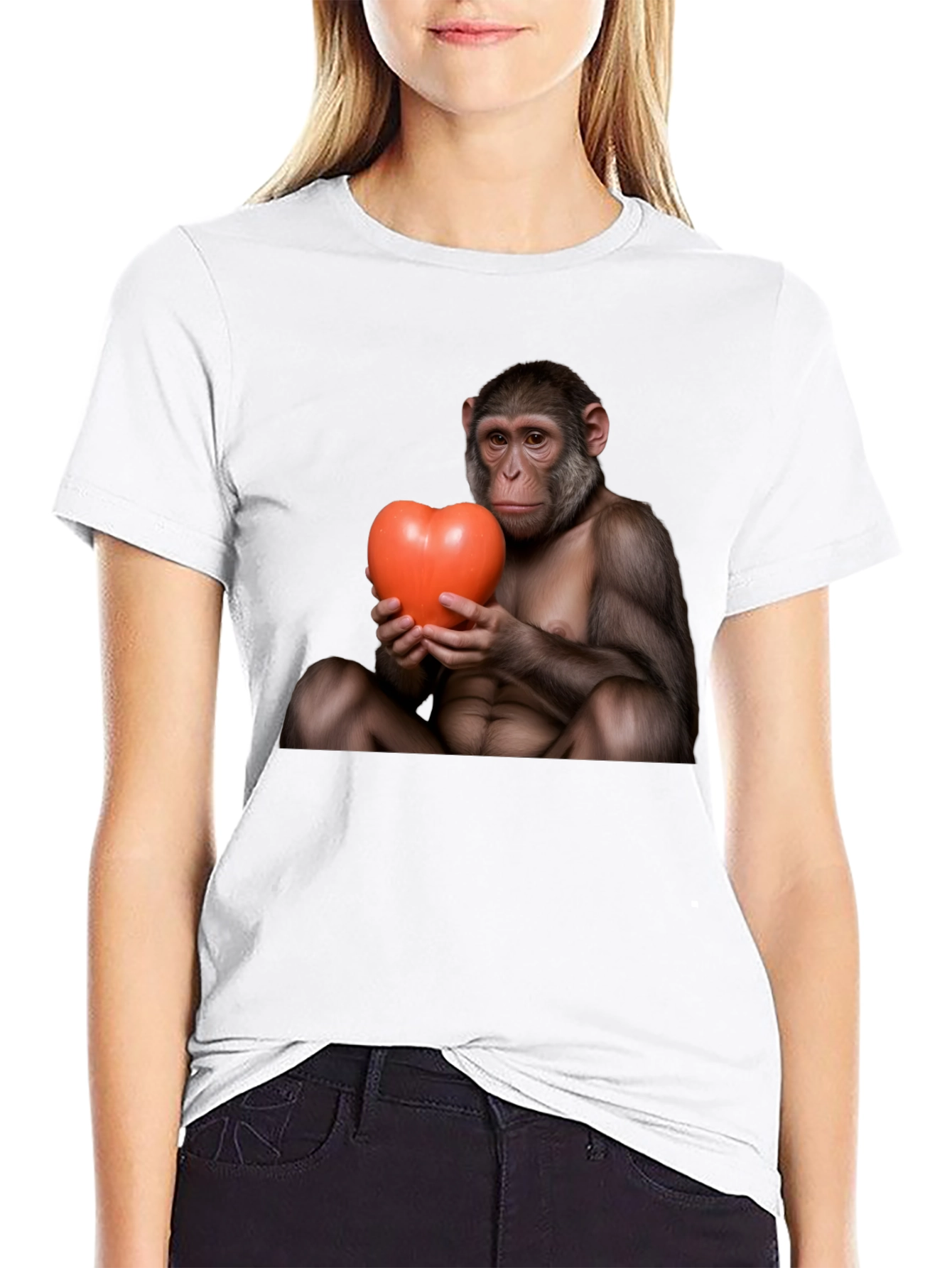 Monkey Heart T-Shirt - Cute Novelty Tee