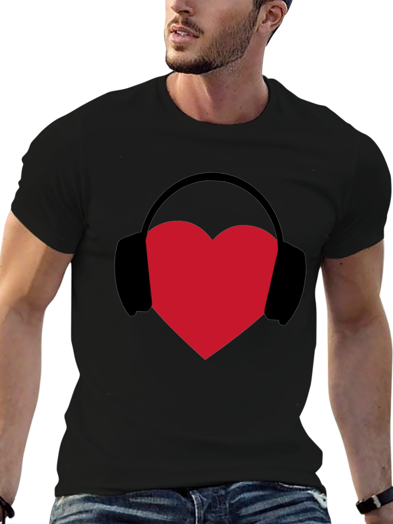 Heart Headphones Graphic Tee - Music Lover T-Shirt