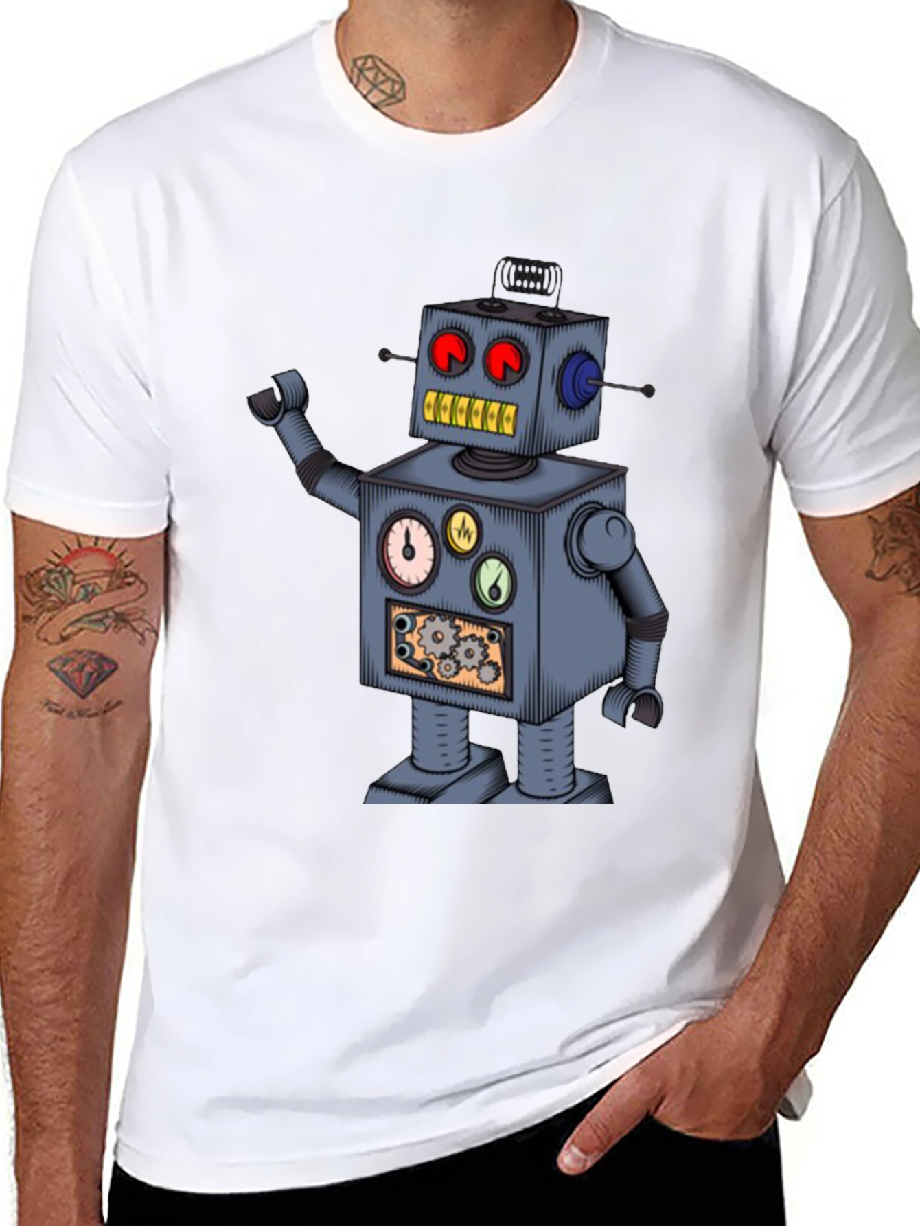 Robot Graphic T-Shirt - Steampunk Style
