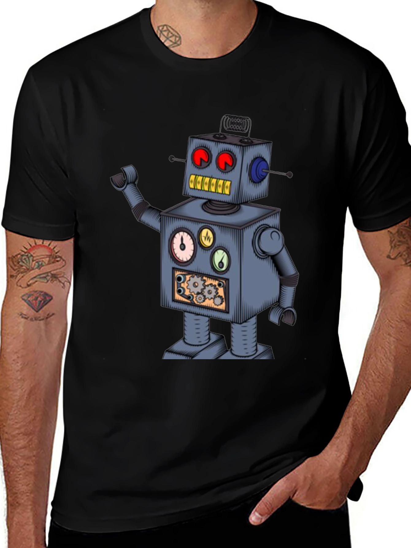Robot Graphic T-Shirt - Steampunk Style
