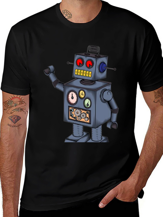 Robot Graphic T-Shirt - Steampunk Style
