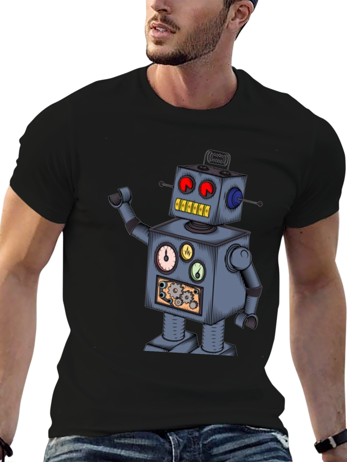 Robot Graphic T-Shirt - Steampunk Style