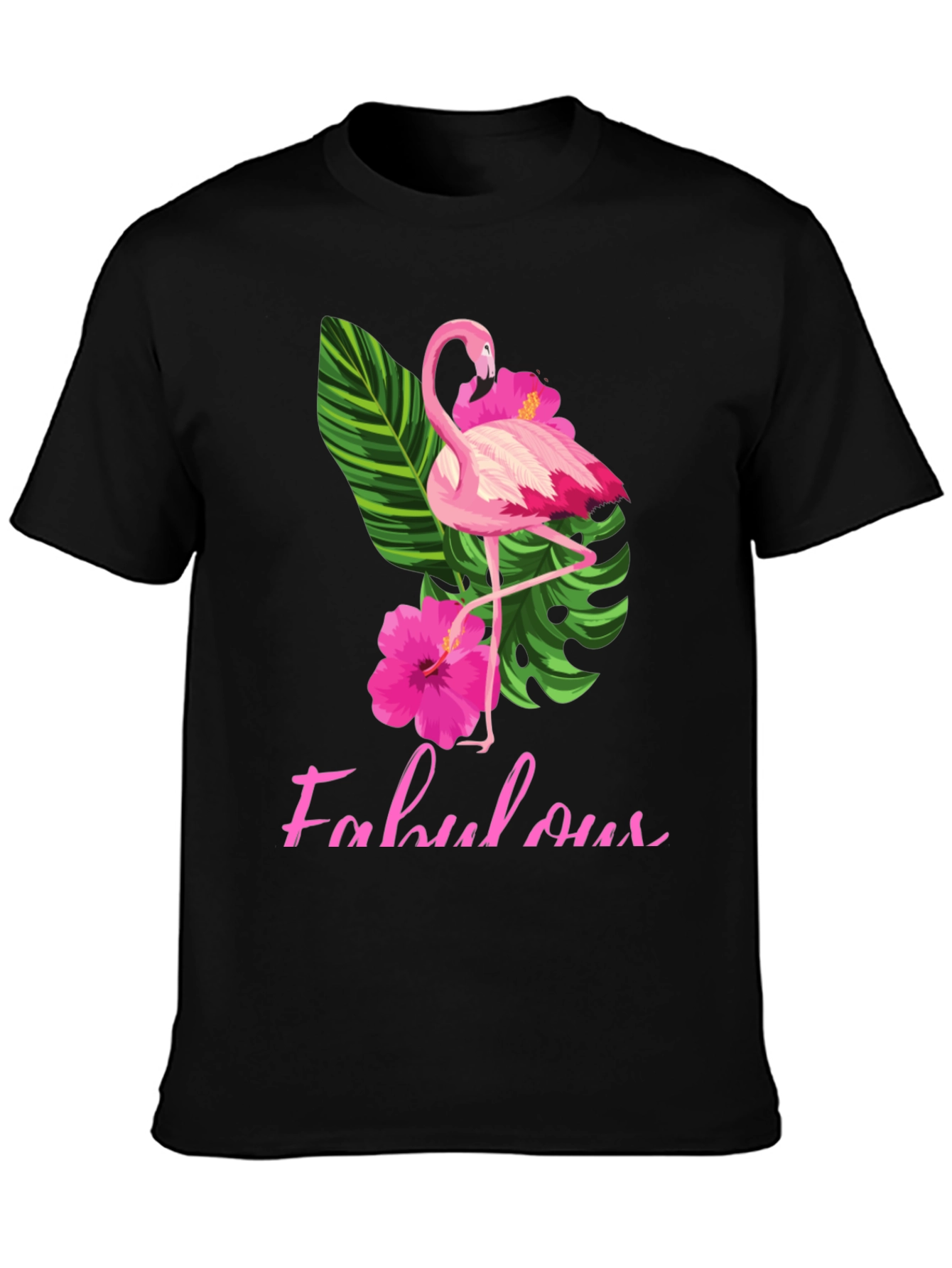 Fabulous Flamingo T-Shirt - Tropical Hibiscus Design