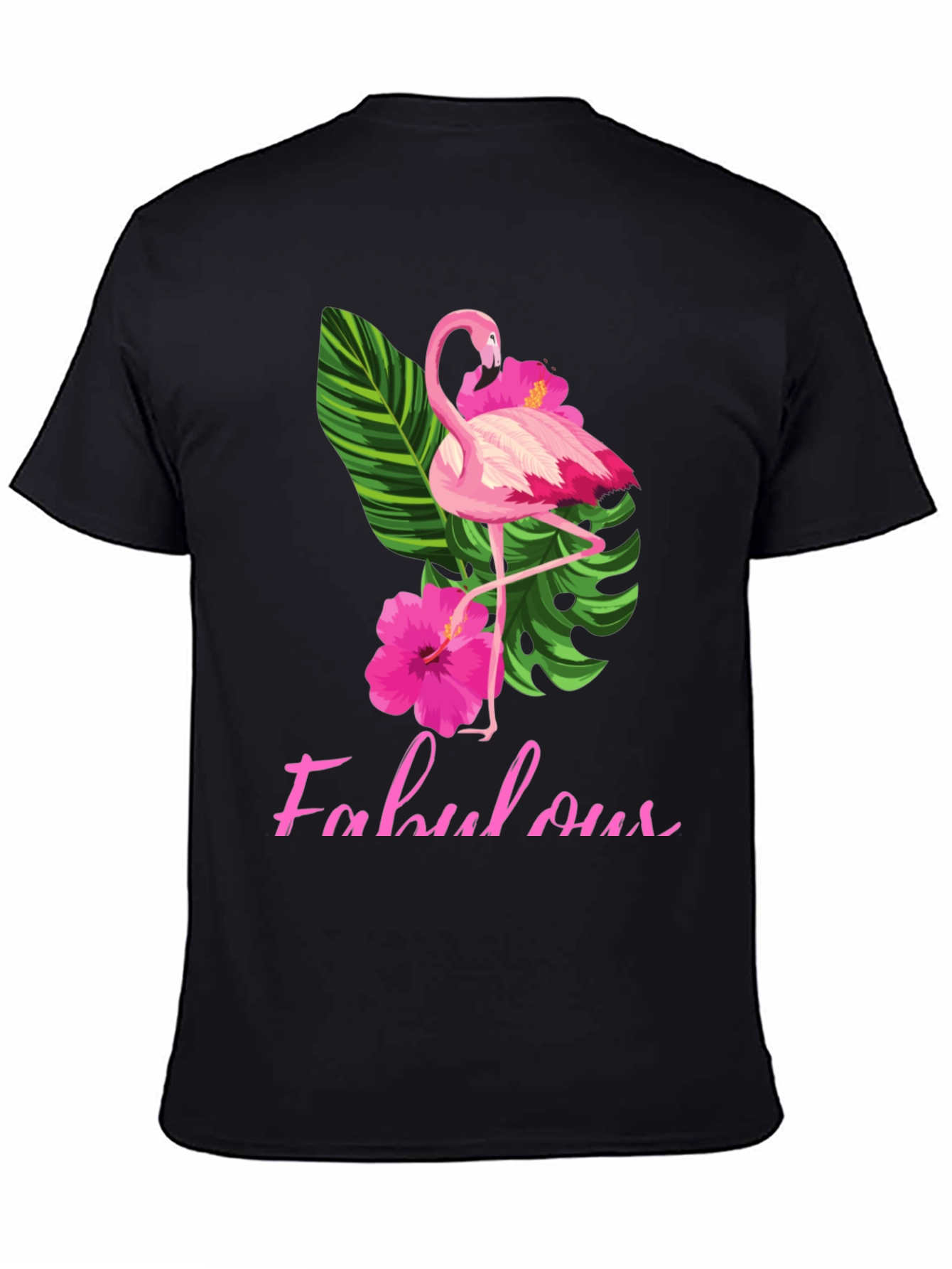 Fabulous Flamingo T-Shirt - Tropical Hibiscus Design