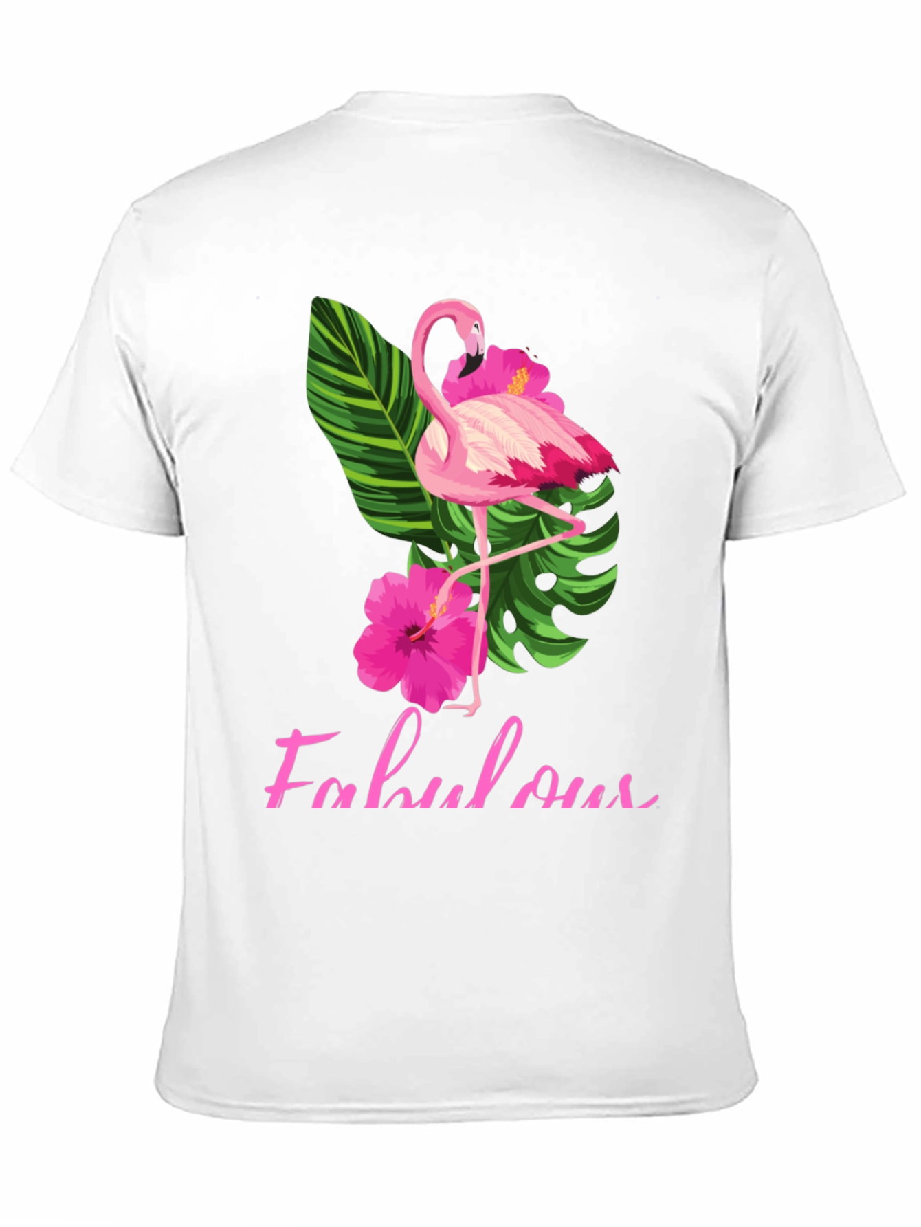 Fabulous Flamingo T-Shirt - Tropical Hibiscus Design