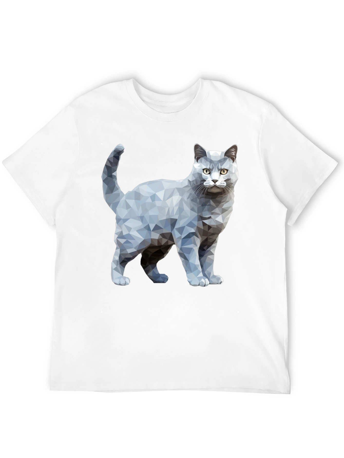Geometric Cat Graphic Print T-Shirt