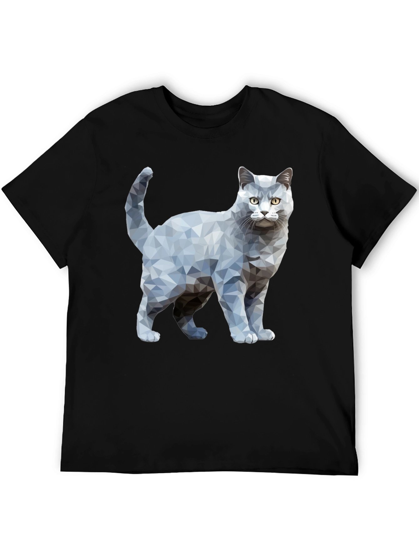 Geometric Cat Graphic Print T-Shirt