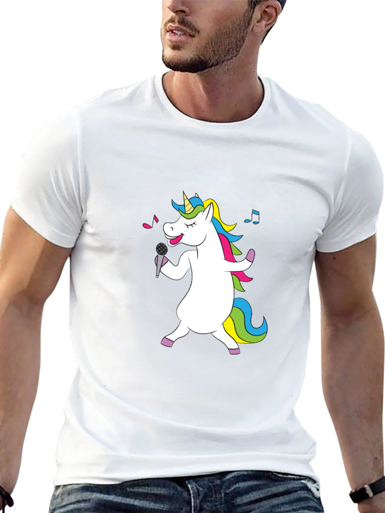 Singing Unicorn Black T-Shirt