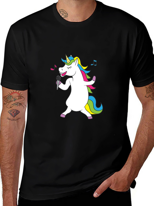 Singing Unicorn Black T-Shirt