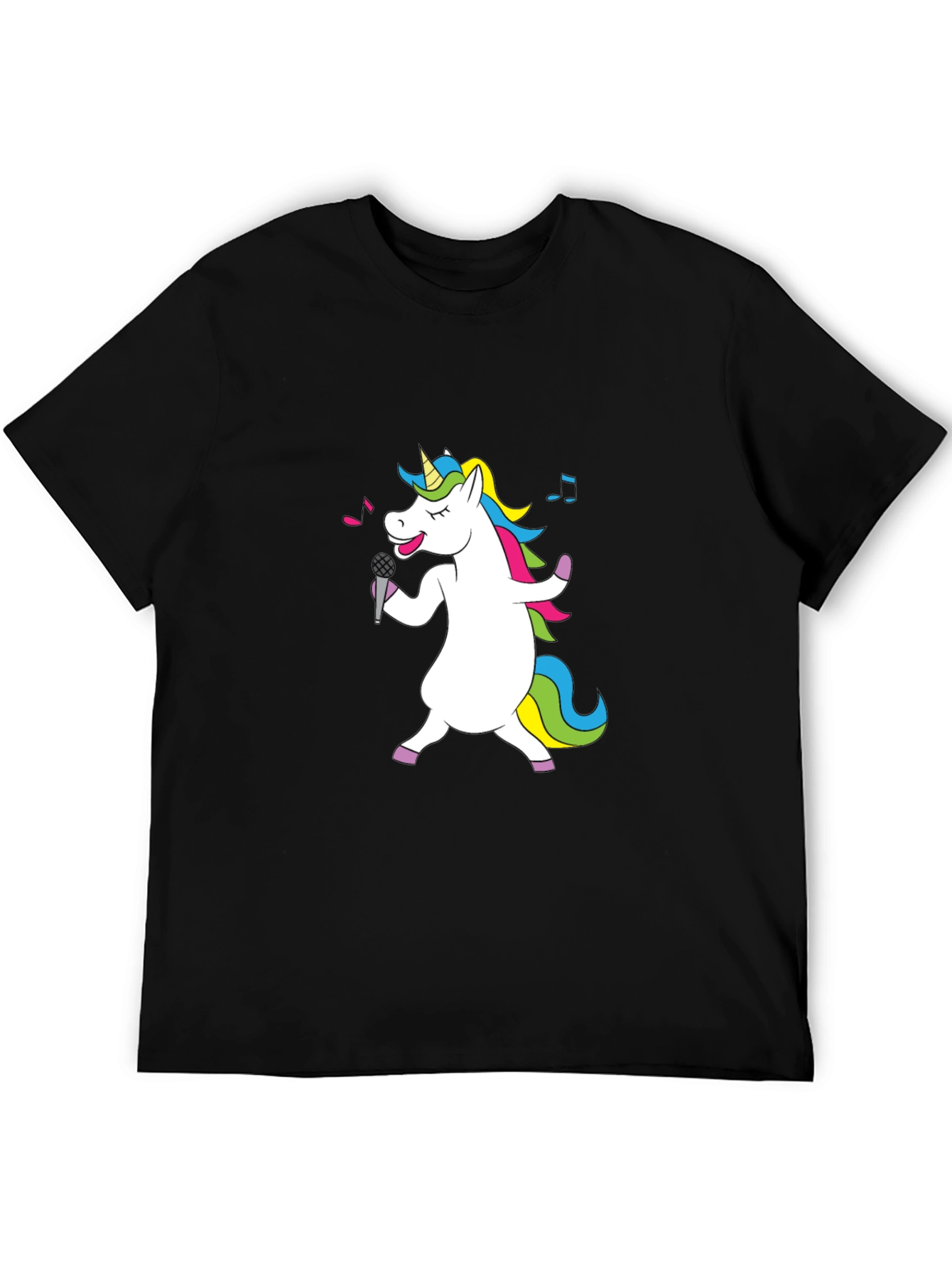 Singing Unicorn Black T-Shirt